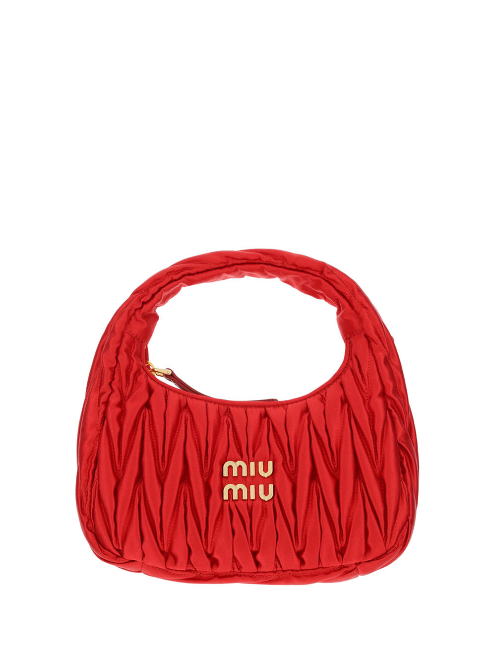 Miu Wander Matelassé Satin Mini Hobo Bag - Red