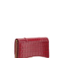 Hourglass Wallet In Shiny Crocodile Embossed Calfskin - Raspberry
