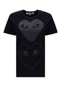 Tonal Heart Print T-shirt - Black