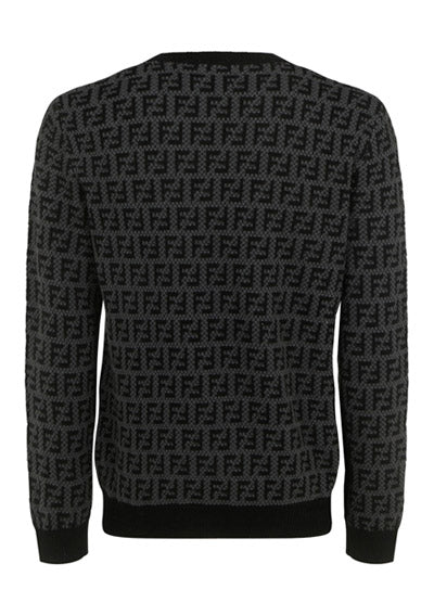 Monogram Wool Pullover - Black Grey