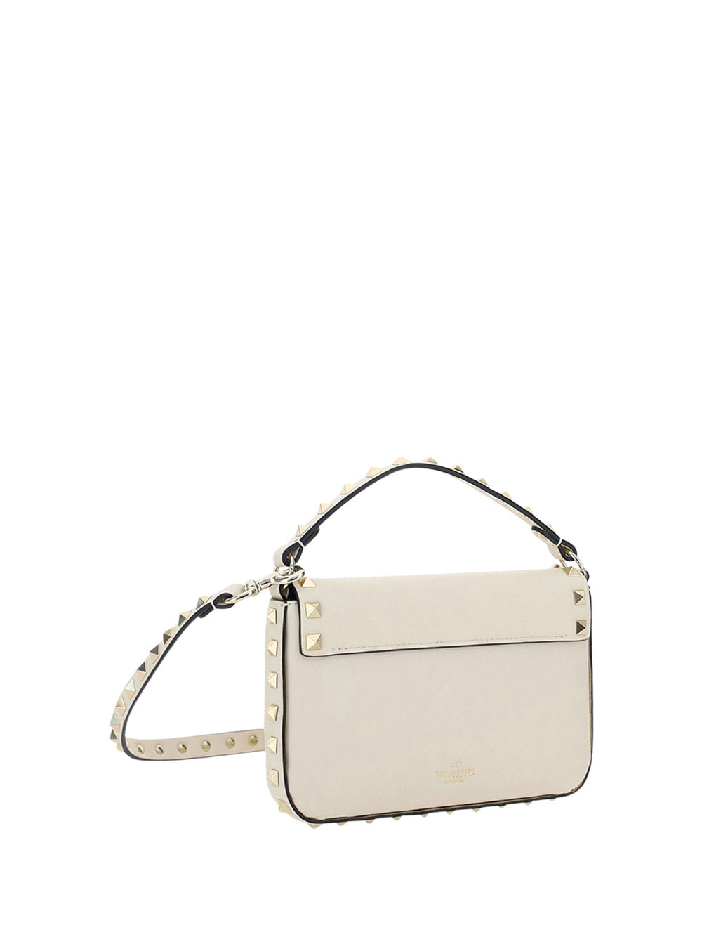 Rockstud Calfskin Pouch Crossbody Bag - Ivory.