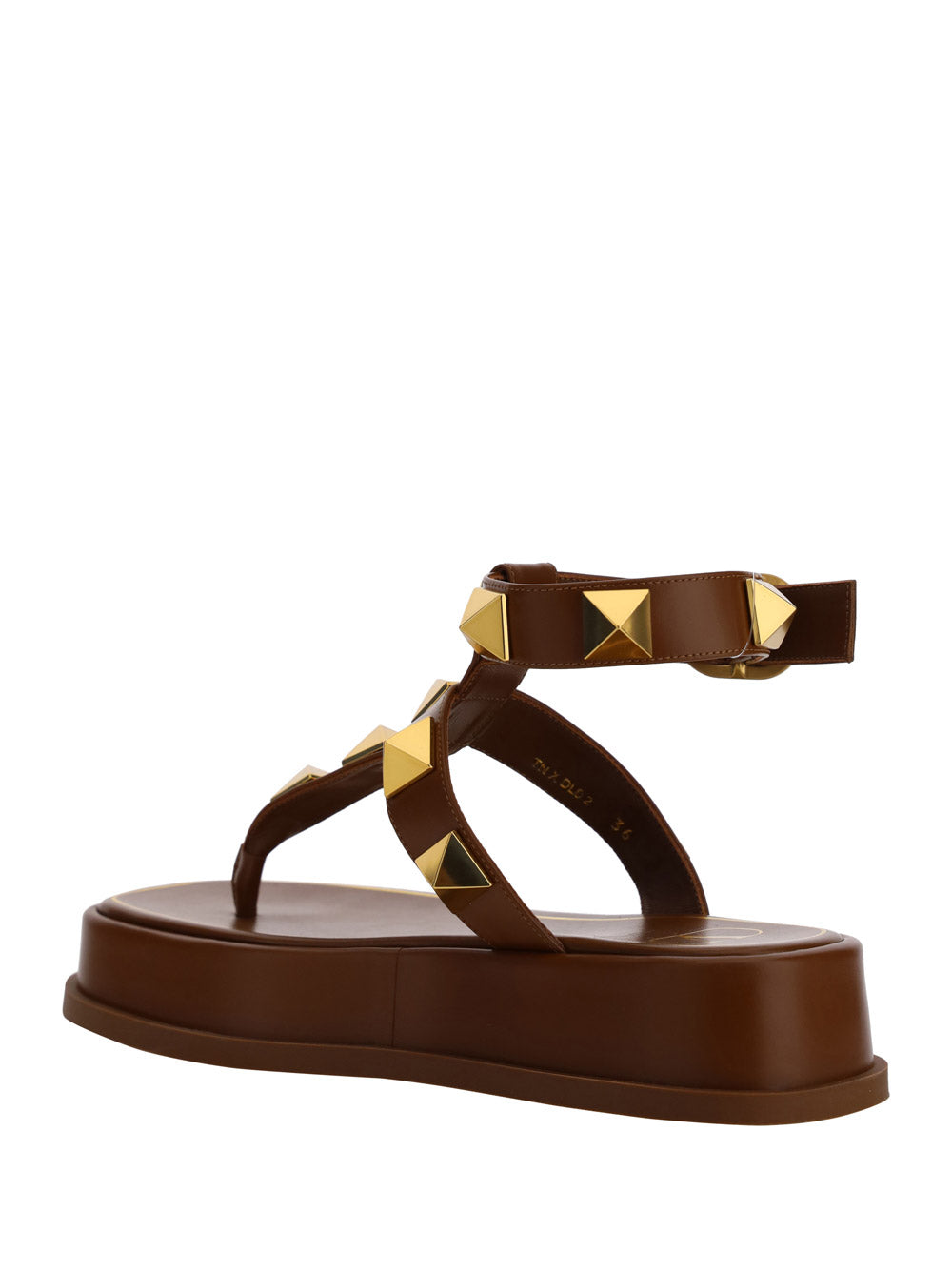 Roman Stud Calfskin Flatform Sandal 40mm - Brown