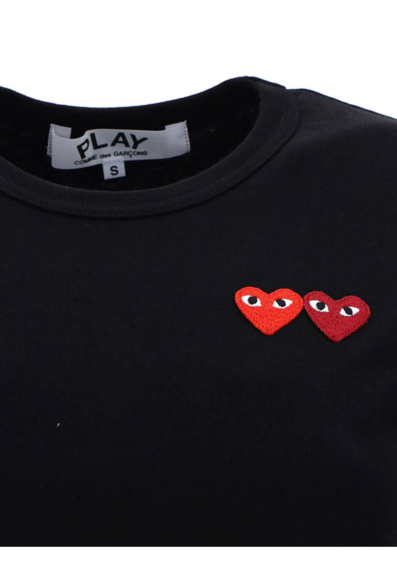 Double Heart T-shirt -  Black