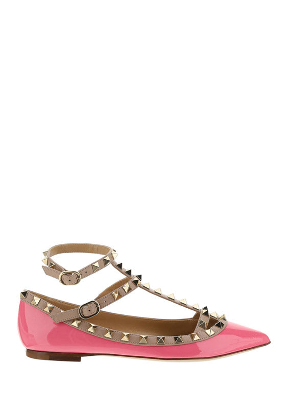 Patent Rockstud Caged Ballet Flat - Pink / Poudre