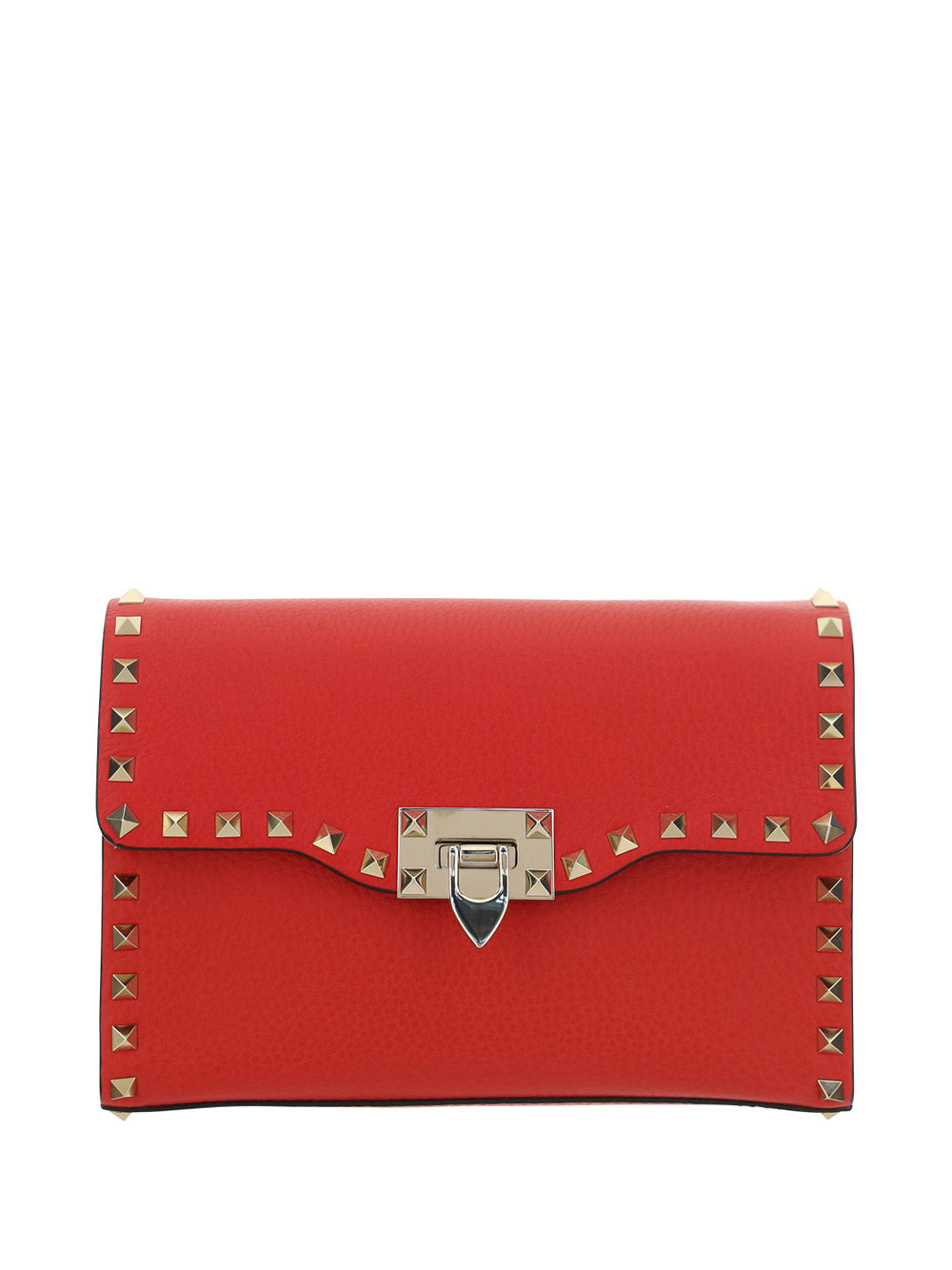 Small Rockstud Grainy Calskin Crossbody Bag - Rouge Pur