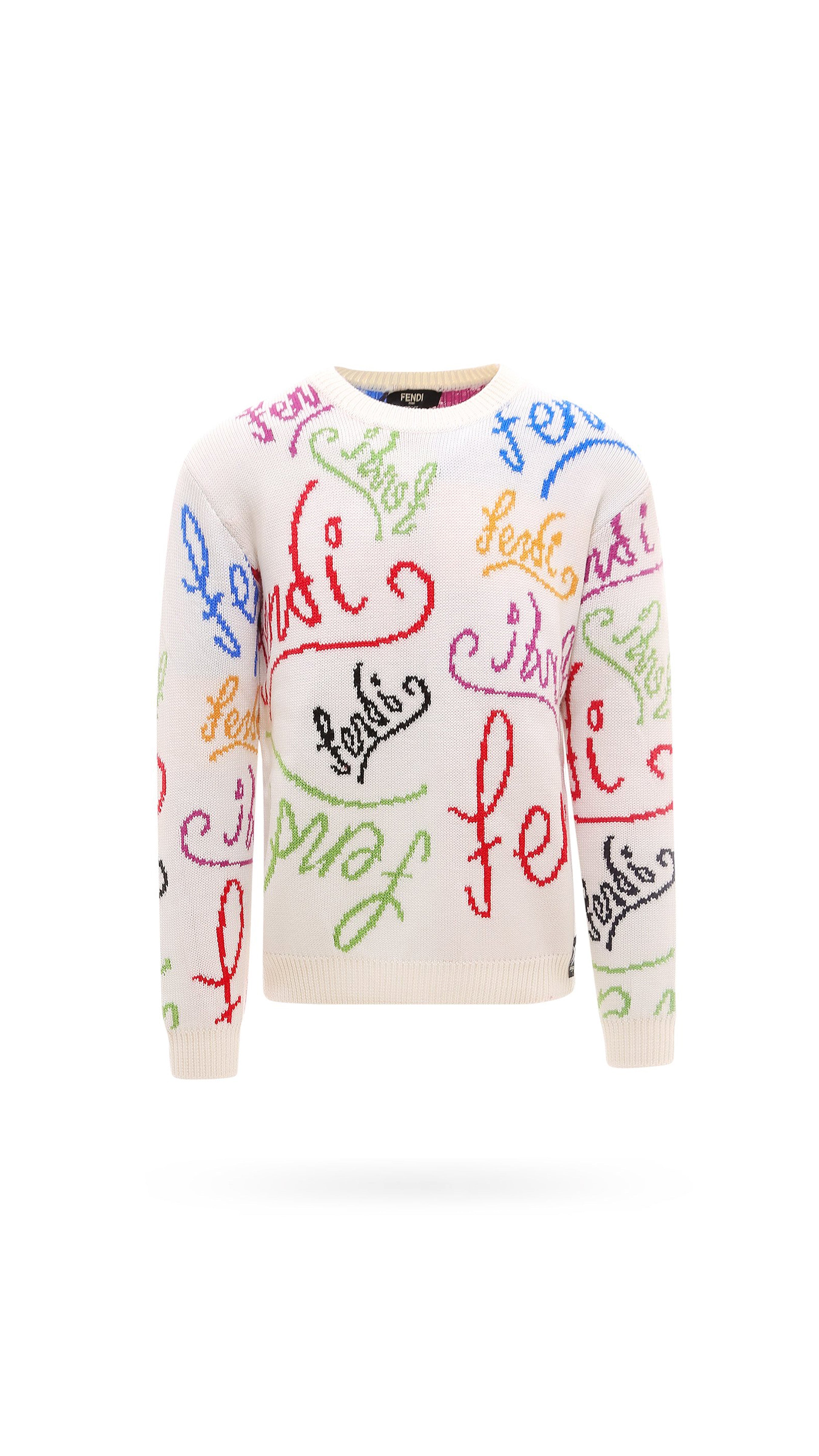 Wool Knit Sweater by Noel Fielding - White / Multi