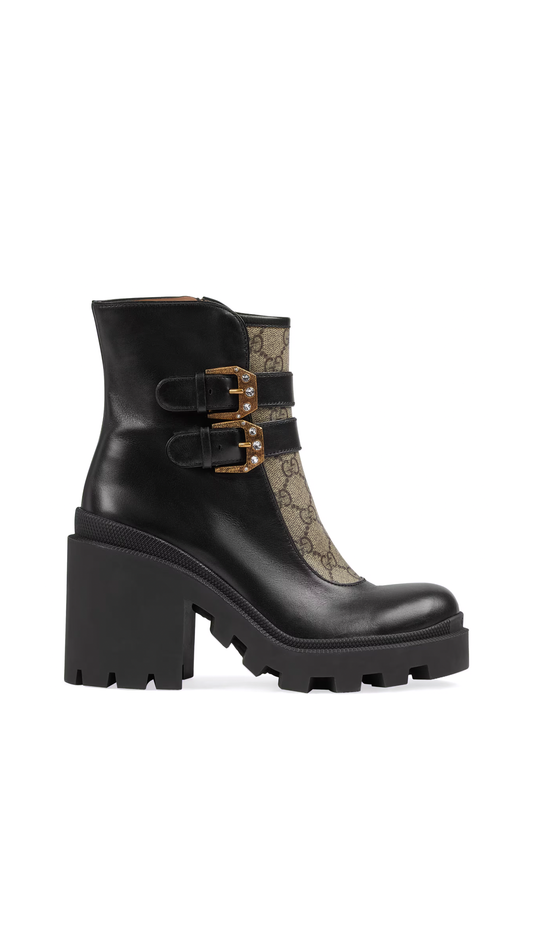 GG Ankle Boots with Buckles - Brown/Black
