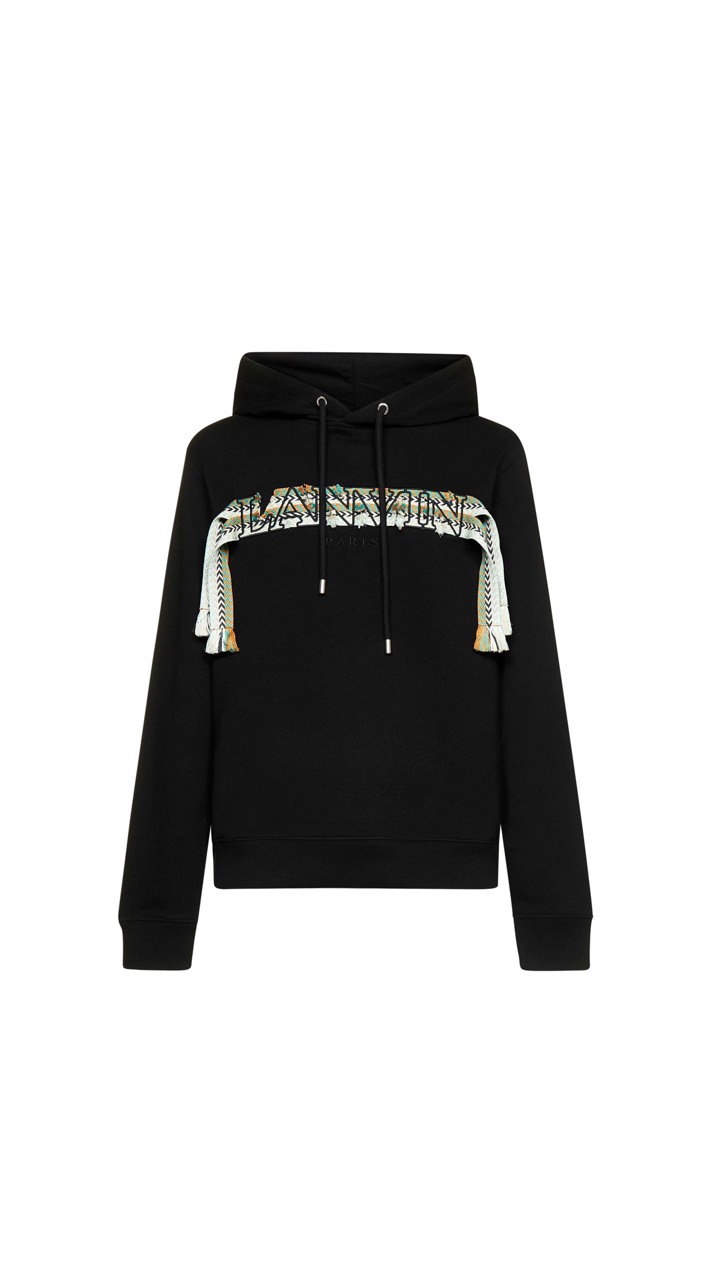 Hoodie Embroidered With Lace Curb - Black