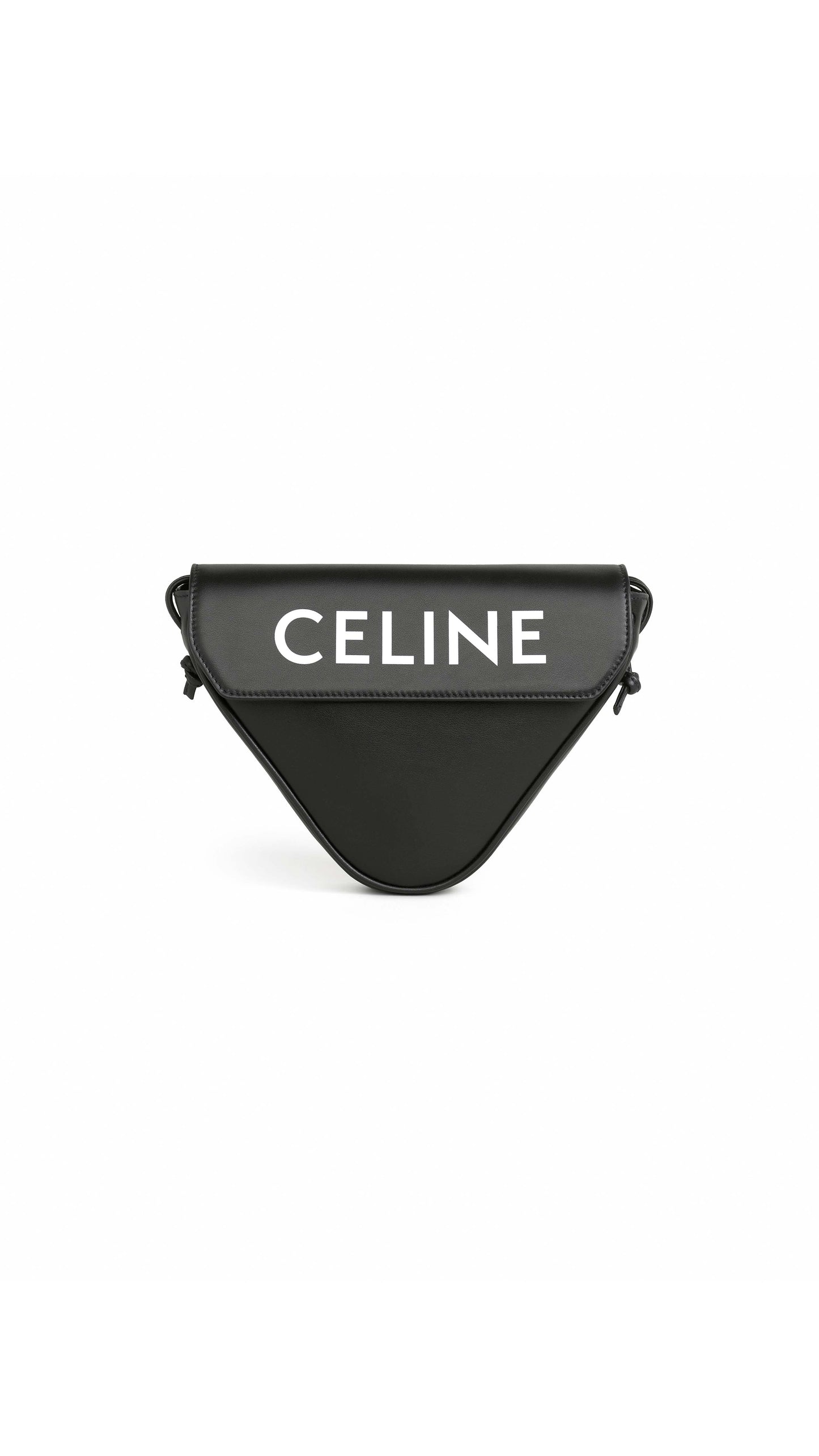 Mini Triangle In Smooth Calfskin With Celine Print - Black