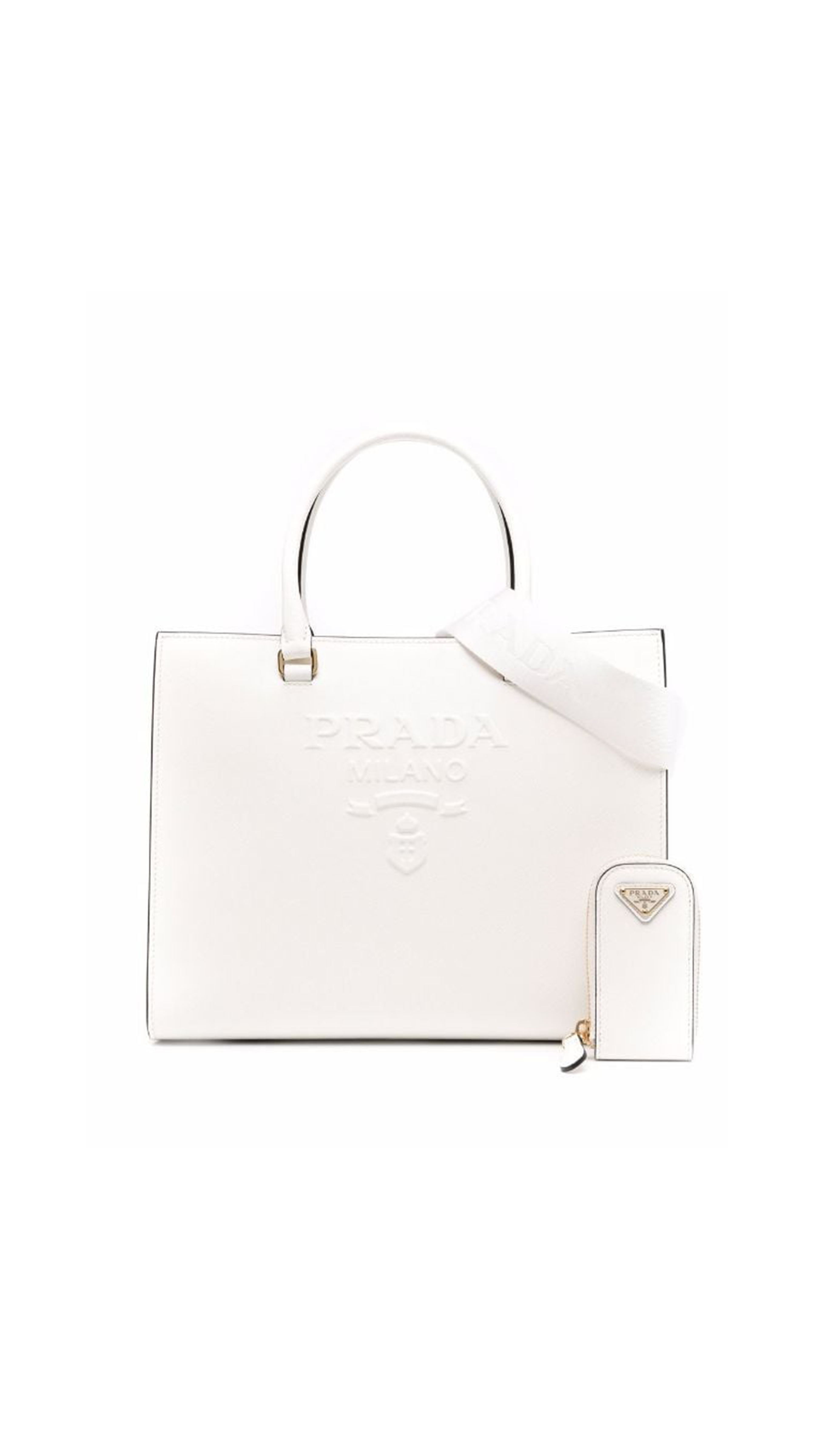 Medium Saffiano Leather Handbag - White