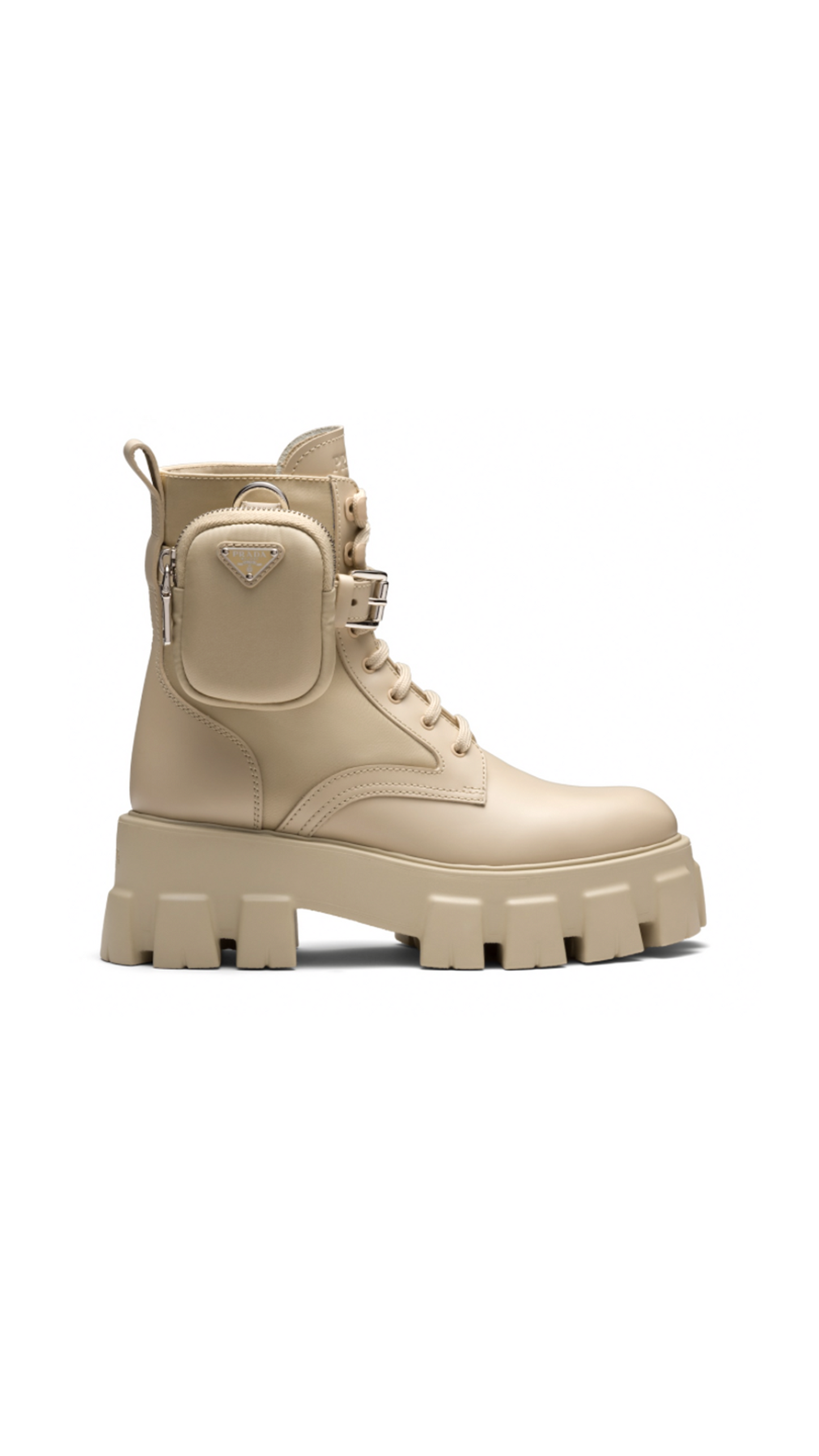 Monolith Leather and Nylon Fabric Boots - Dessert Beige
