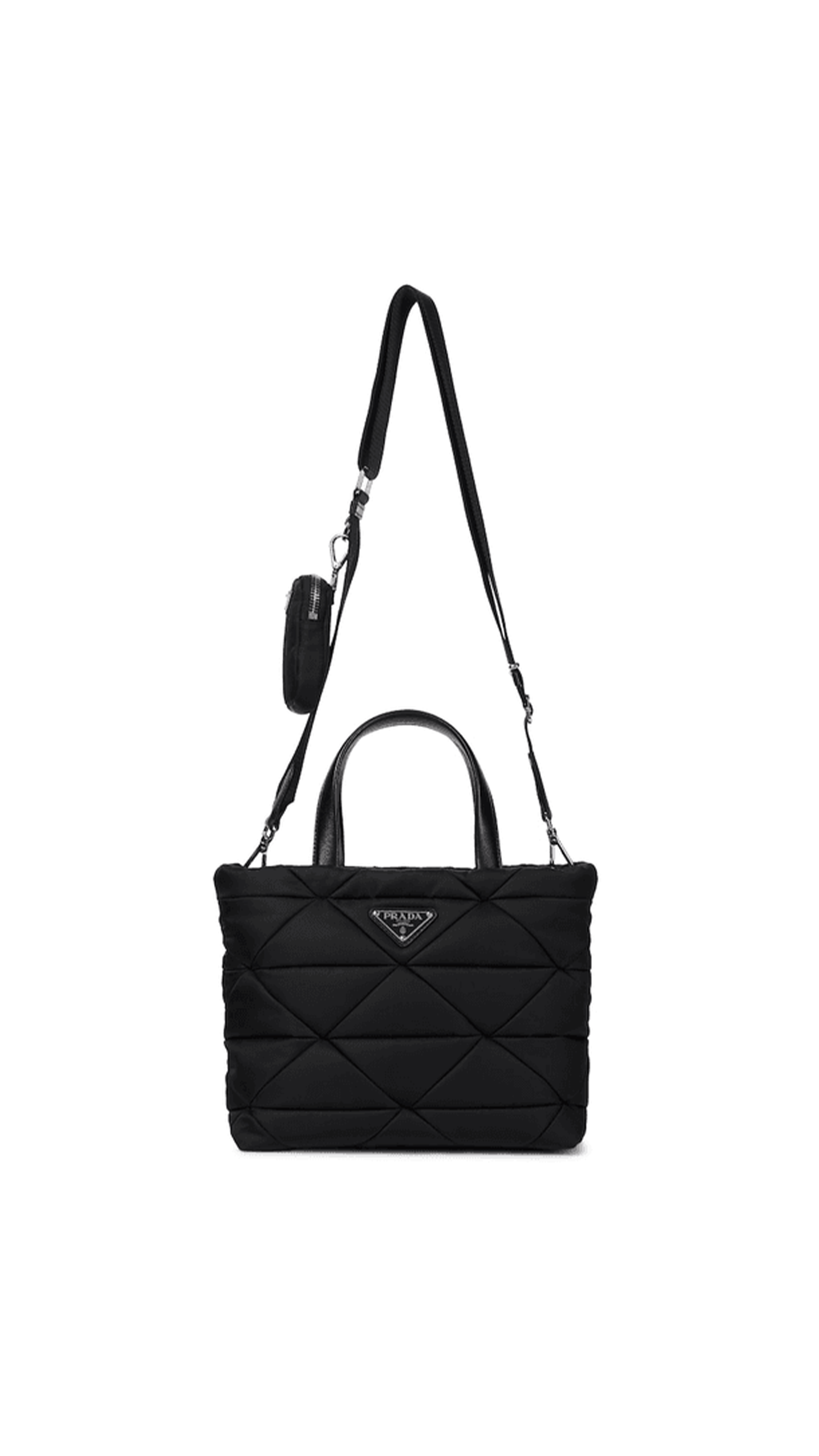 Re-Nylon Padded Tote Bag - Black