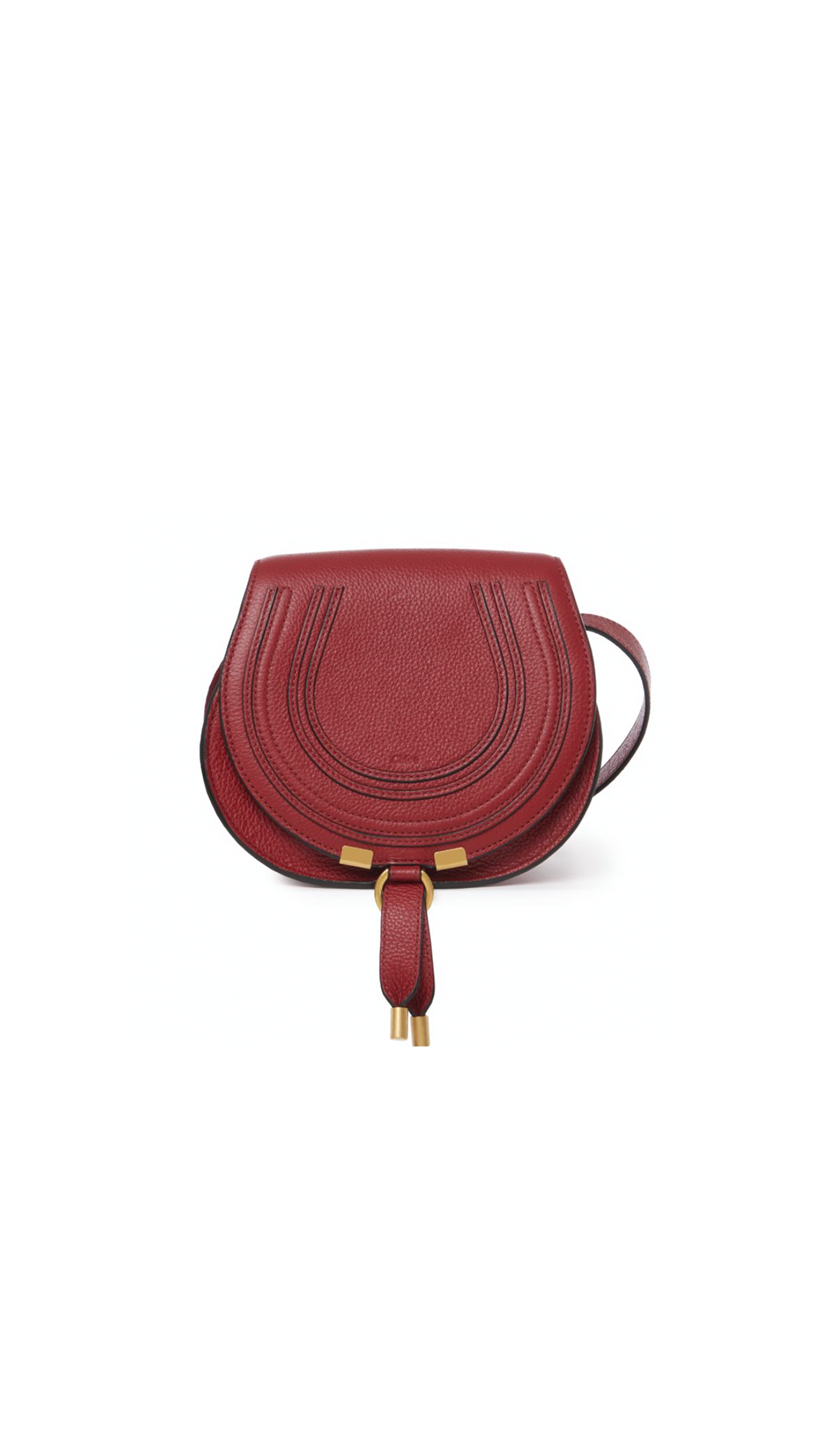 Mini Marcie Saddle Bag in Grained Calfskin - Smoked Red