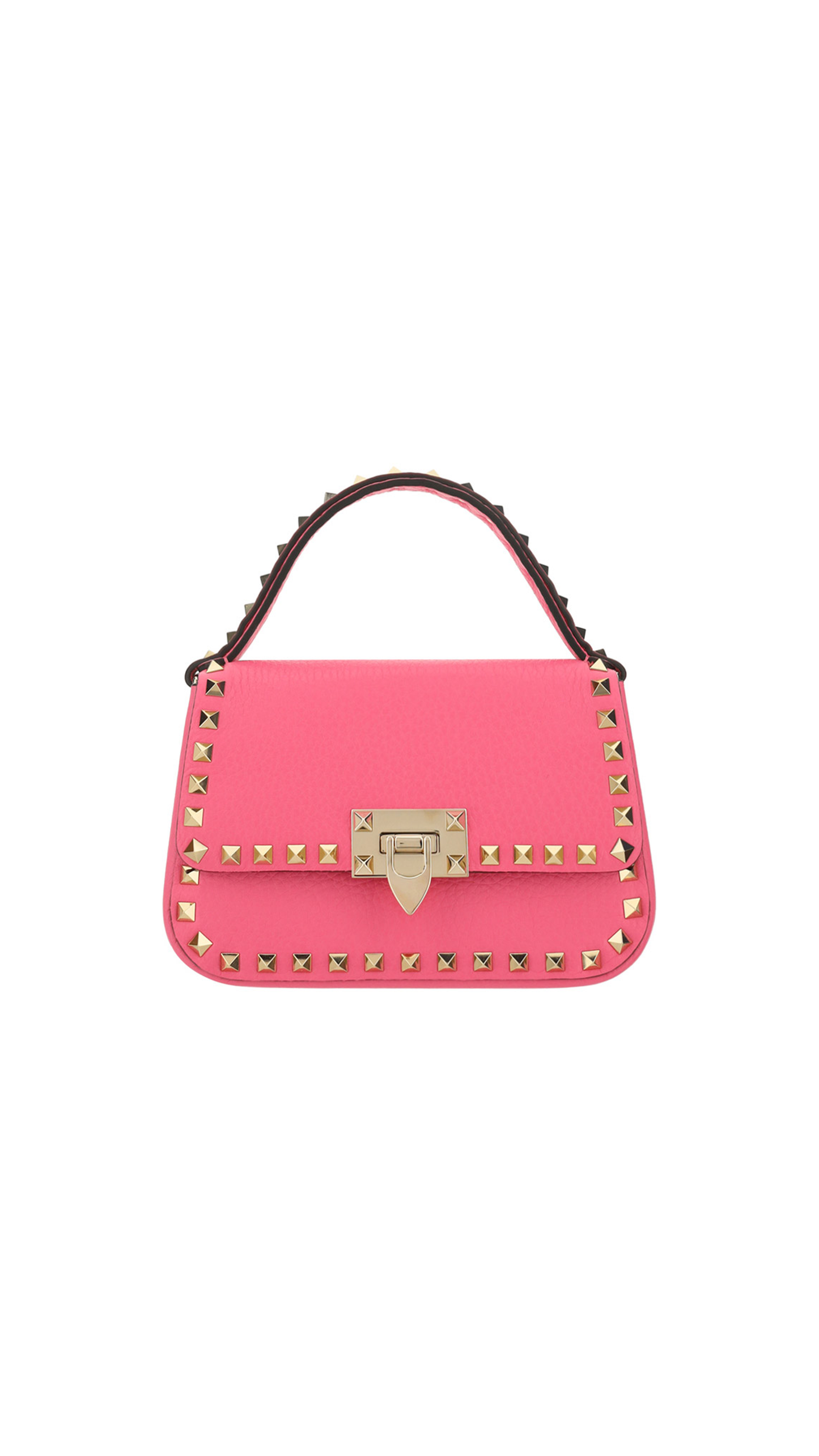 Small Rockstud Grainy Calfskin Handbag - Pink