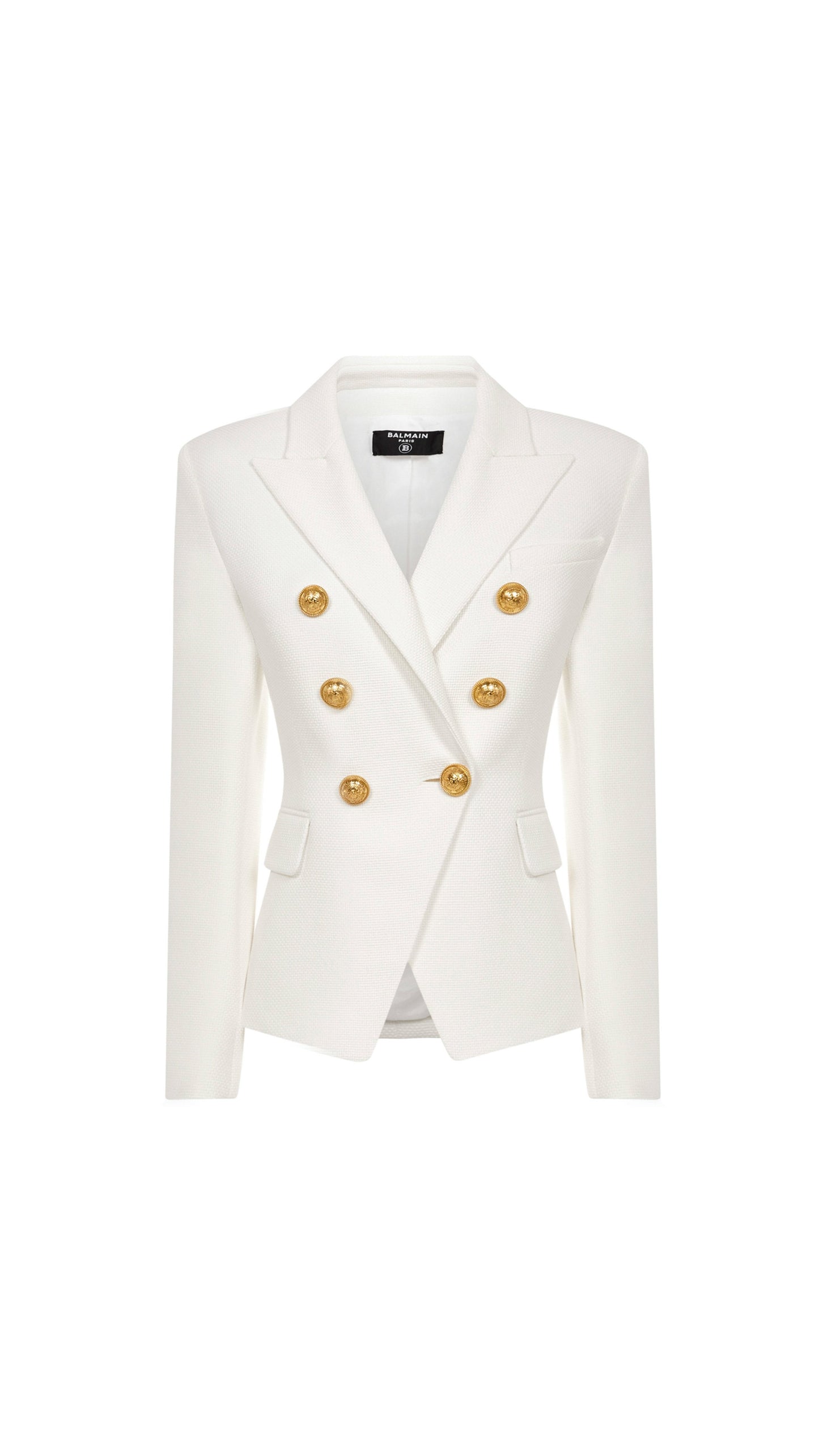 Blazer With Double-Breasted Gold-Tone Buttoned Closure - White