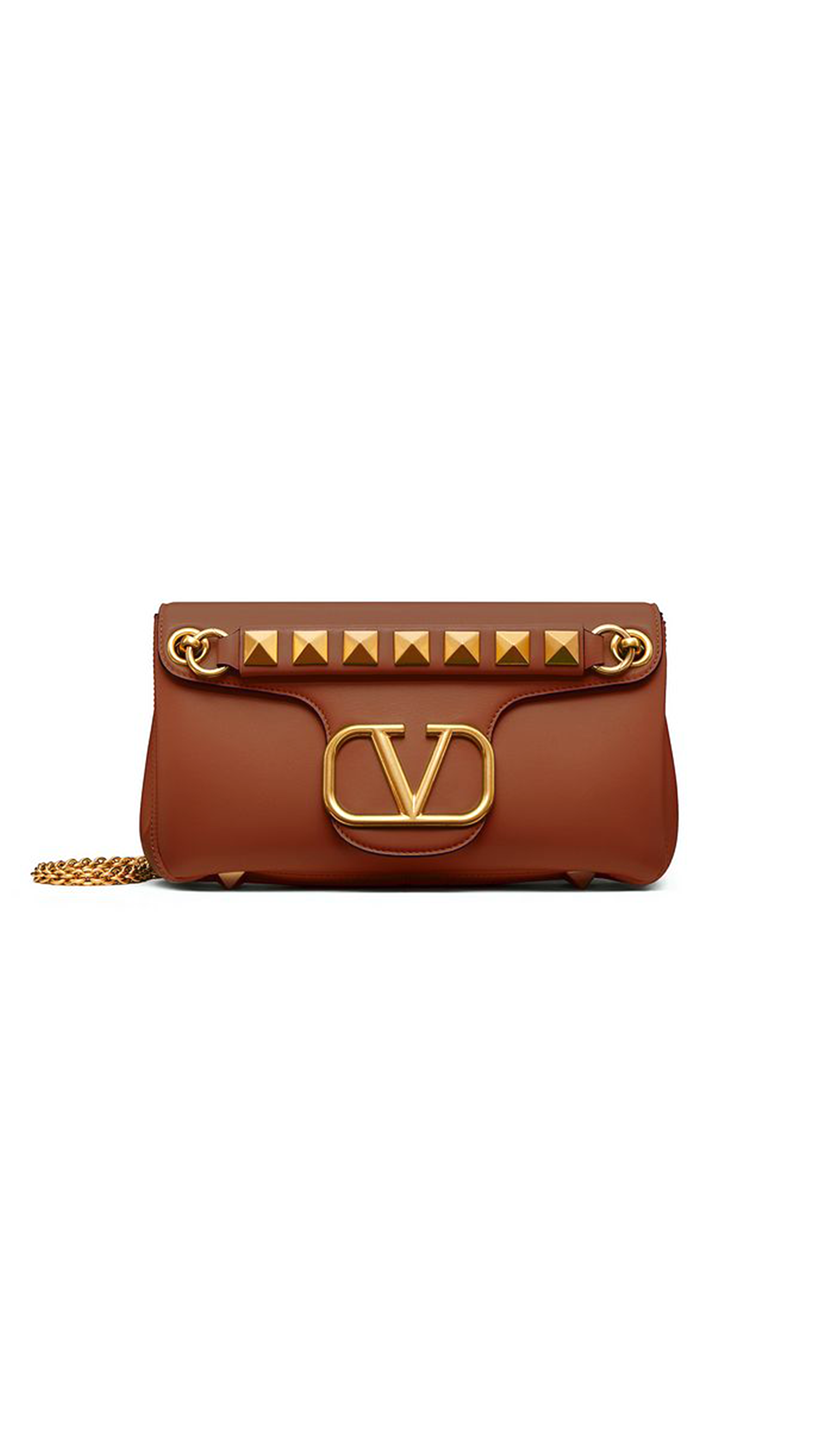 Stud Sign Nappa Shoulder Bag - Saddle Brown