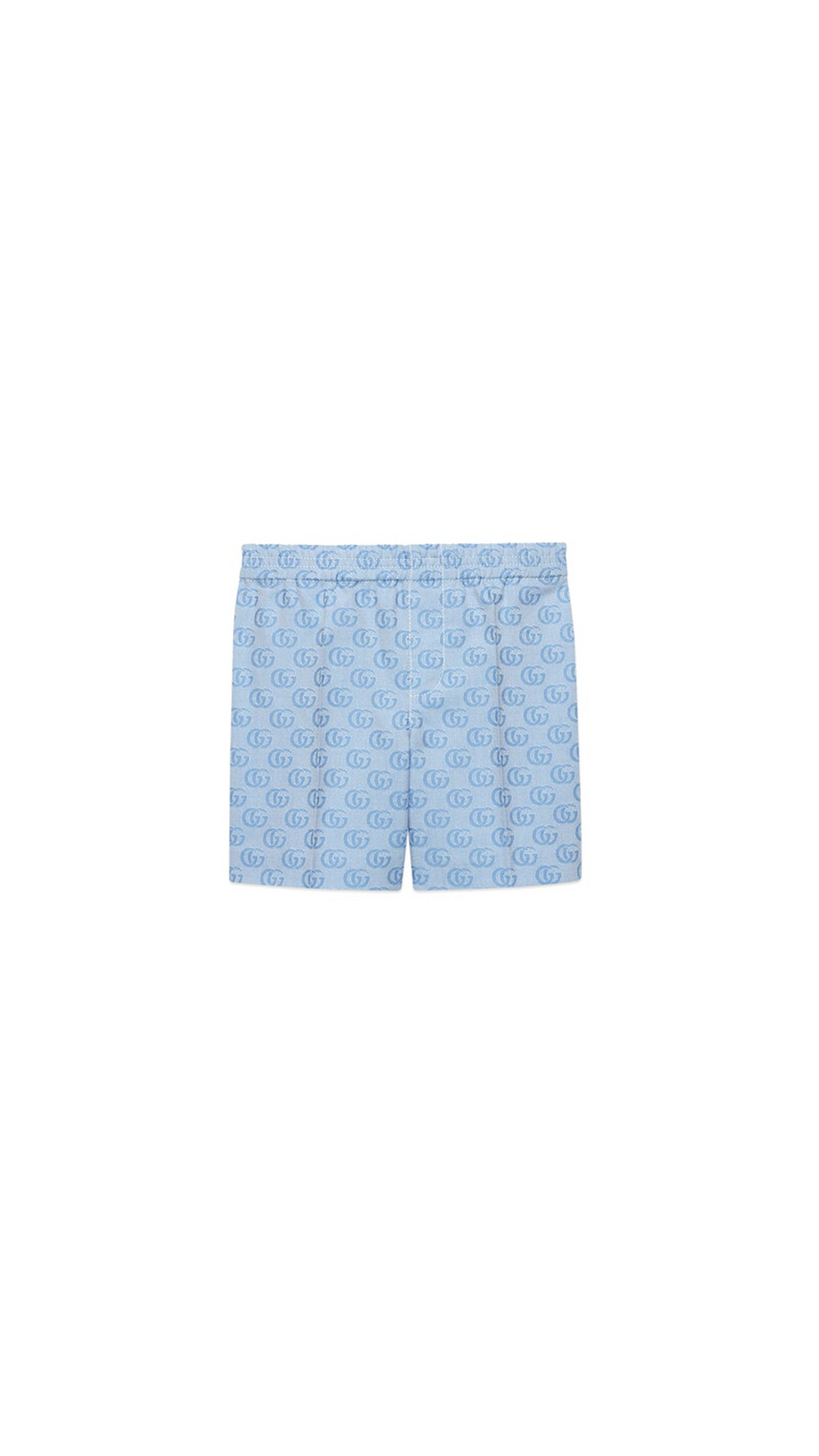 Baby Double G Cotton Shorts - Blue