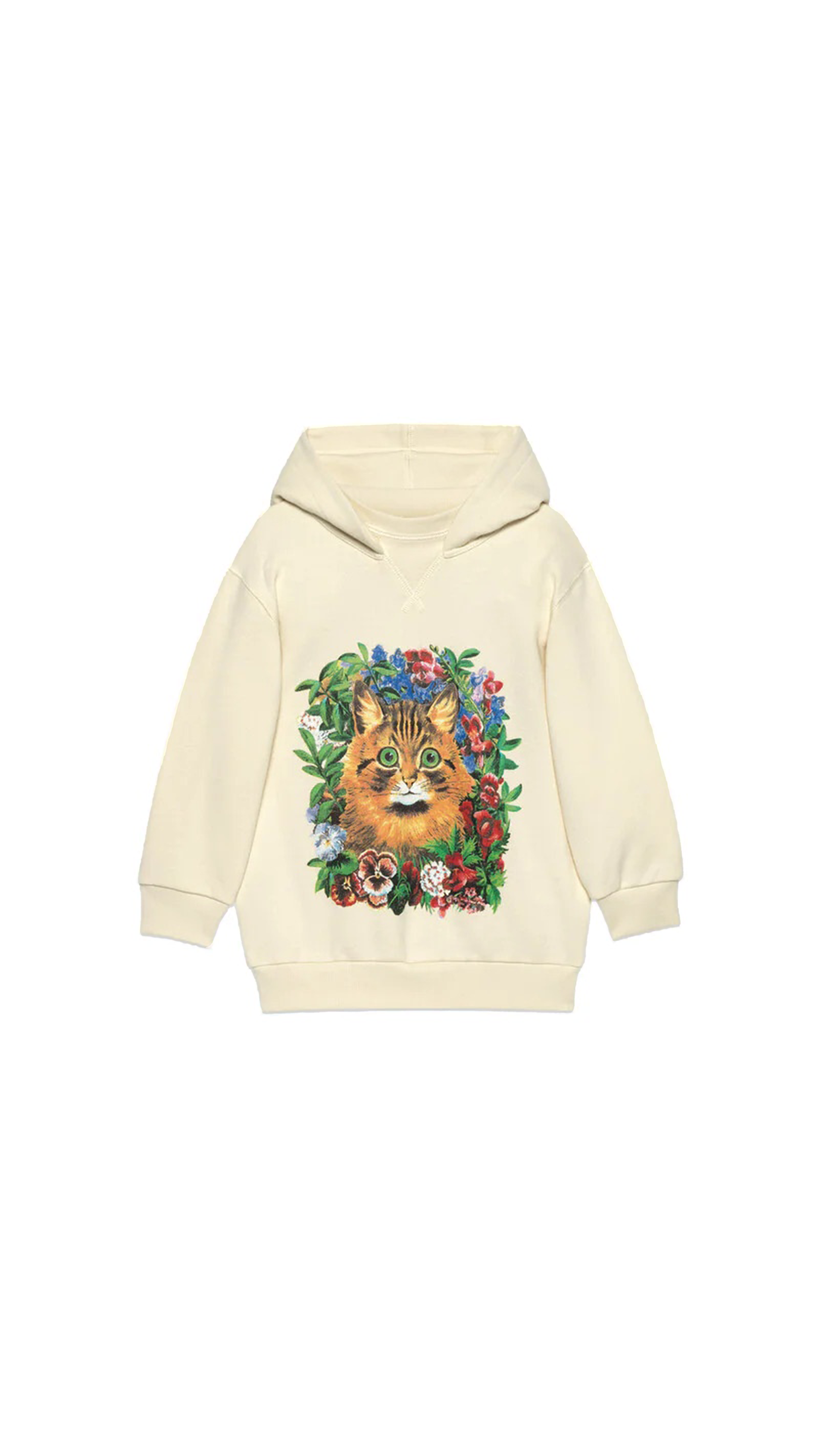 Children's Cat Print Cotton Sweatshirt - Cream