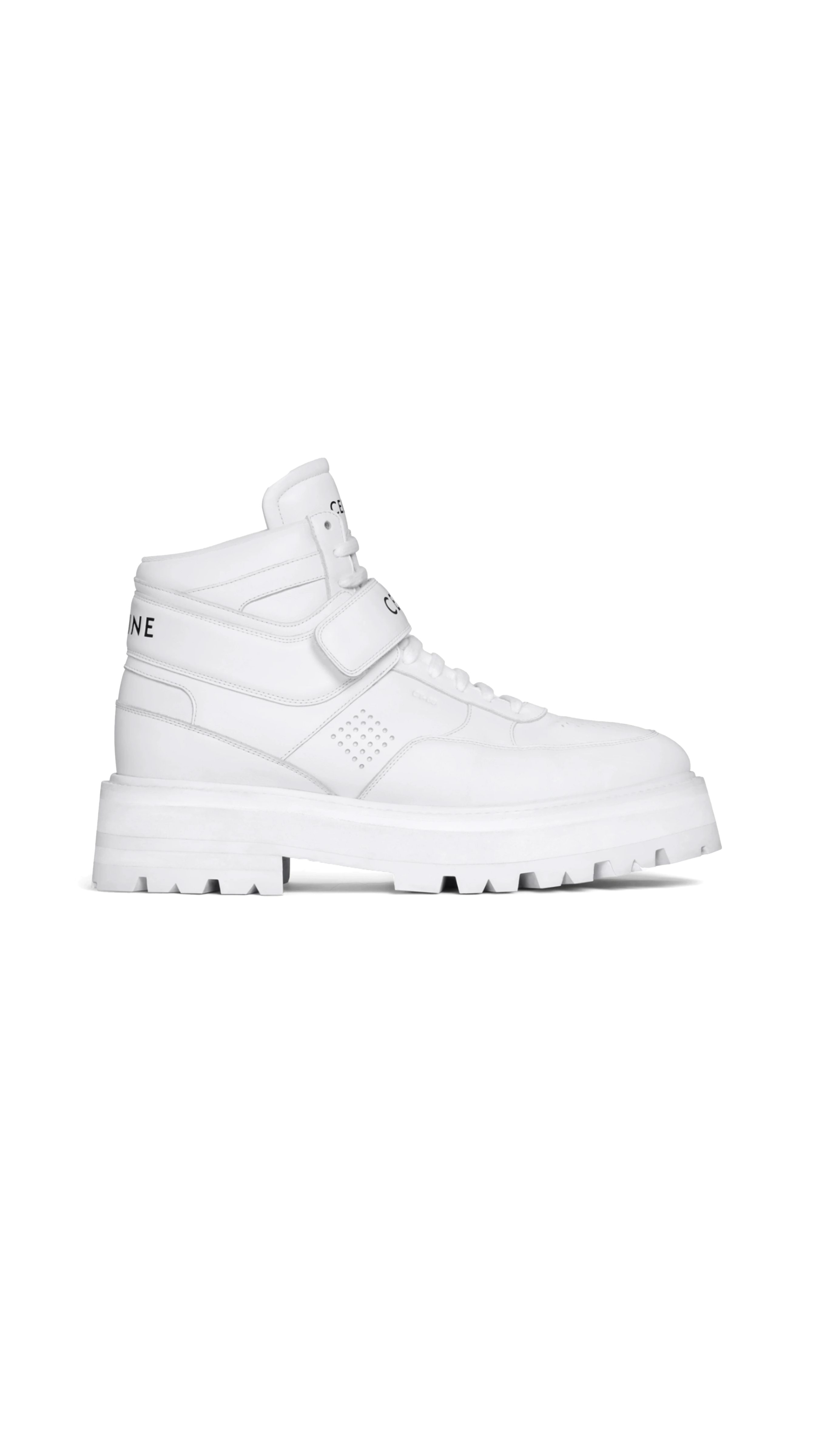 Bulky Trainer High Sneaker With Velcro In Calfksin Optic - White