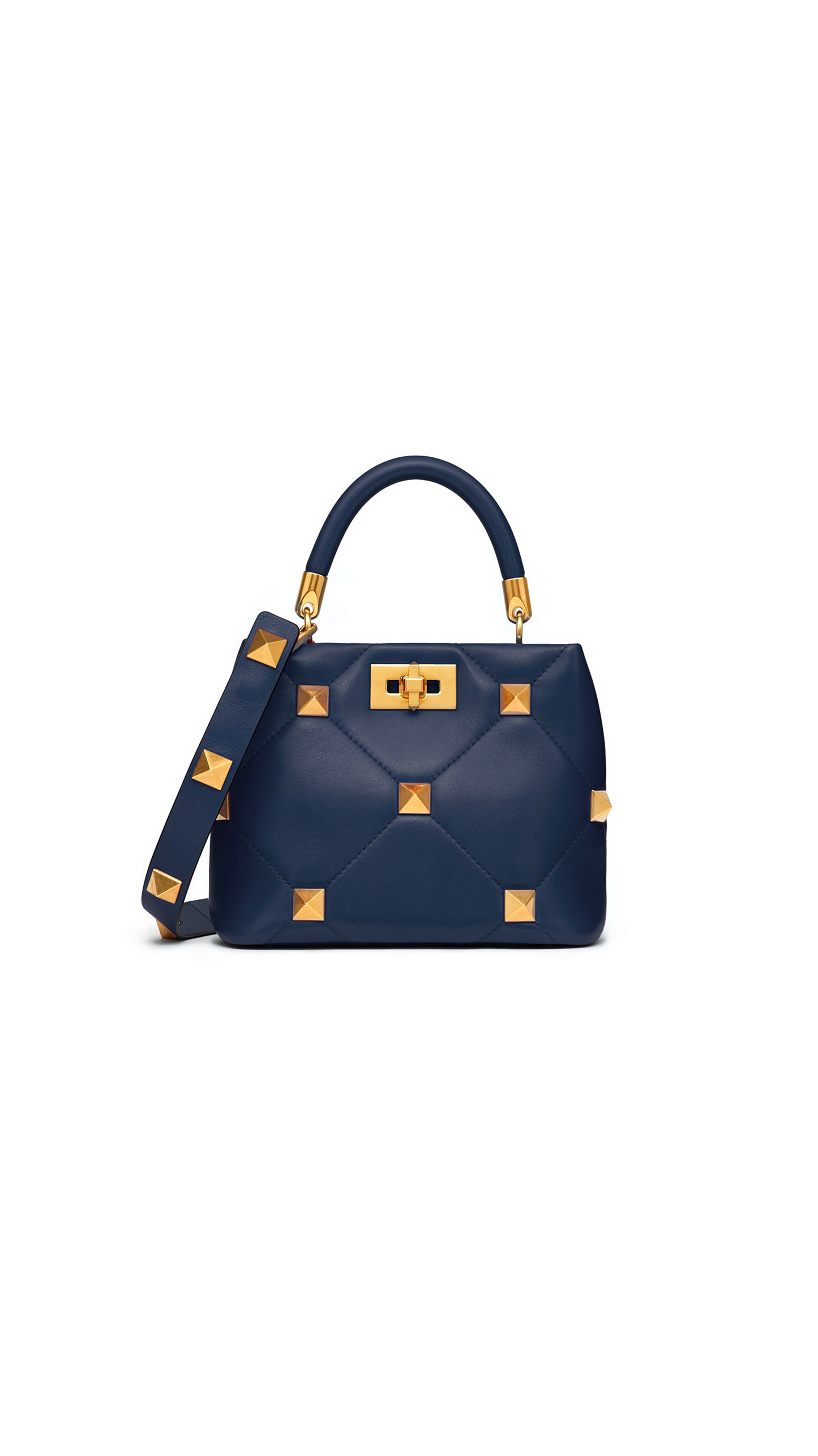 Small Roman Stud The Handle Bag In Nappa - Navy