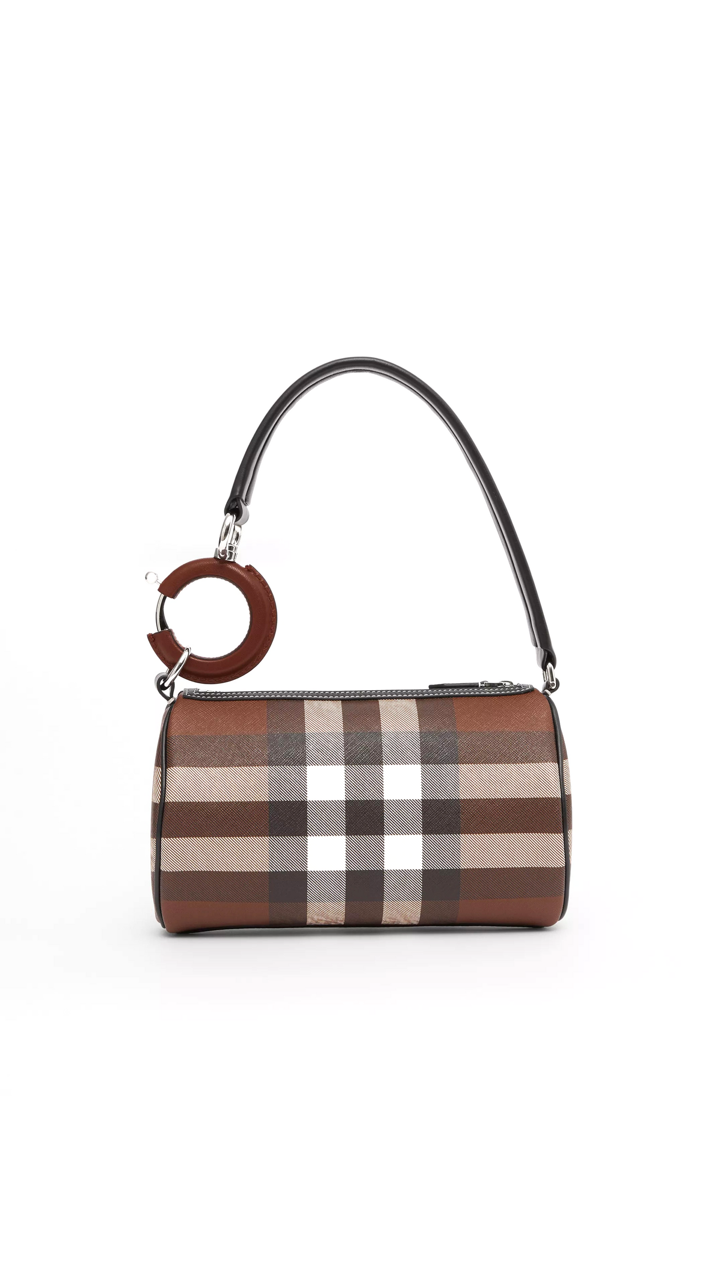 Mini Check and Leather Rhombi Bag - Birch Brown