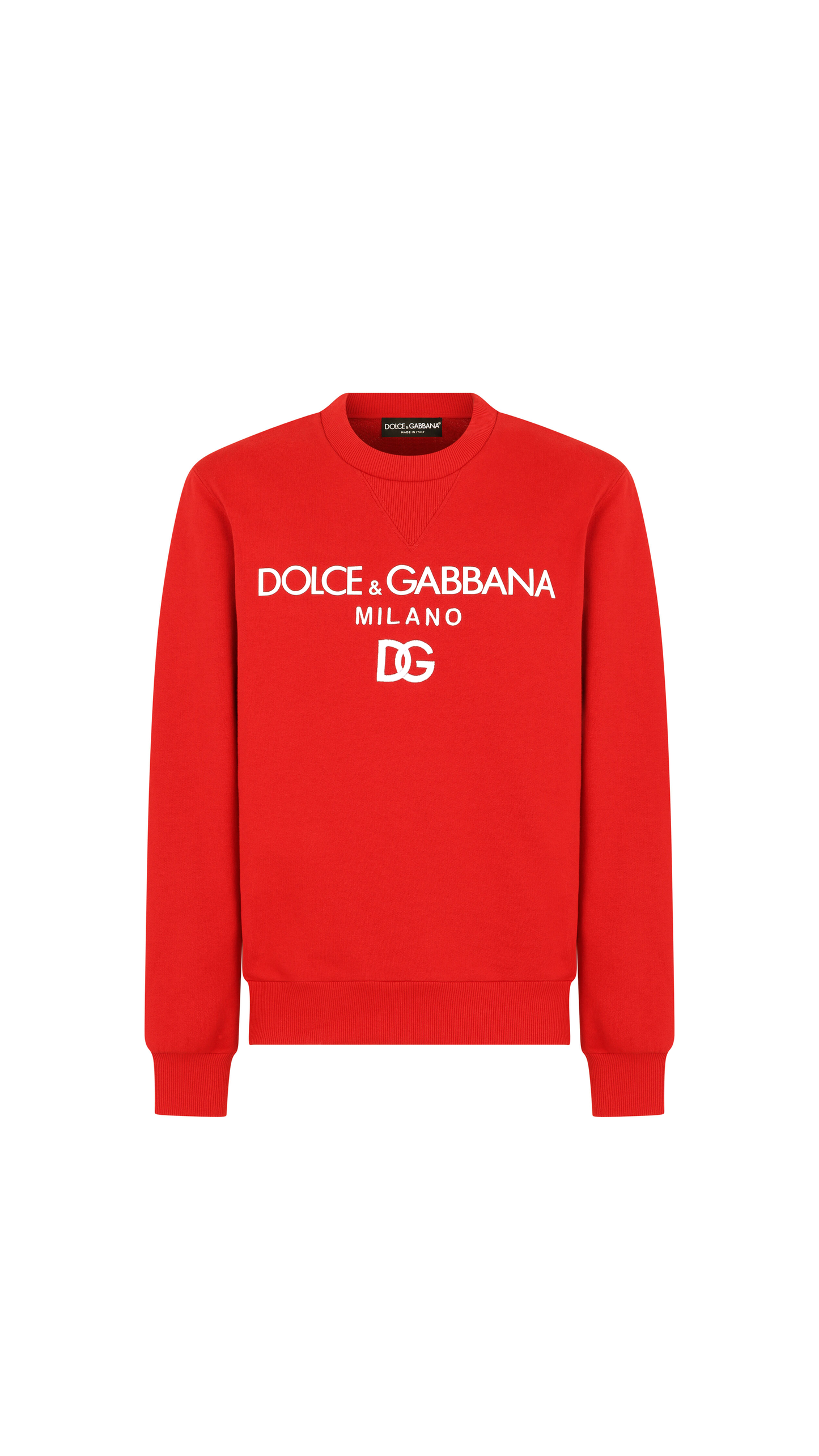 Jersey Sweatshirt with DG Embroidery and Patch - Red