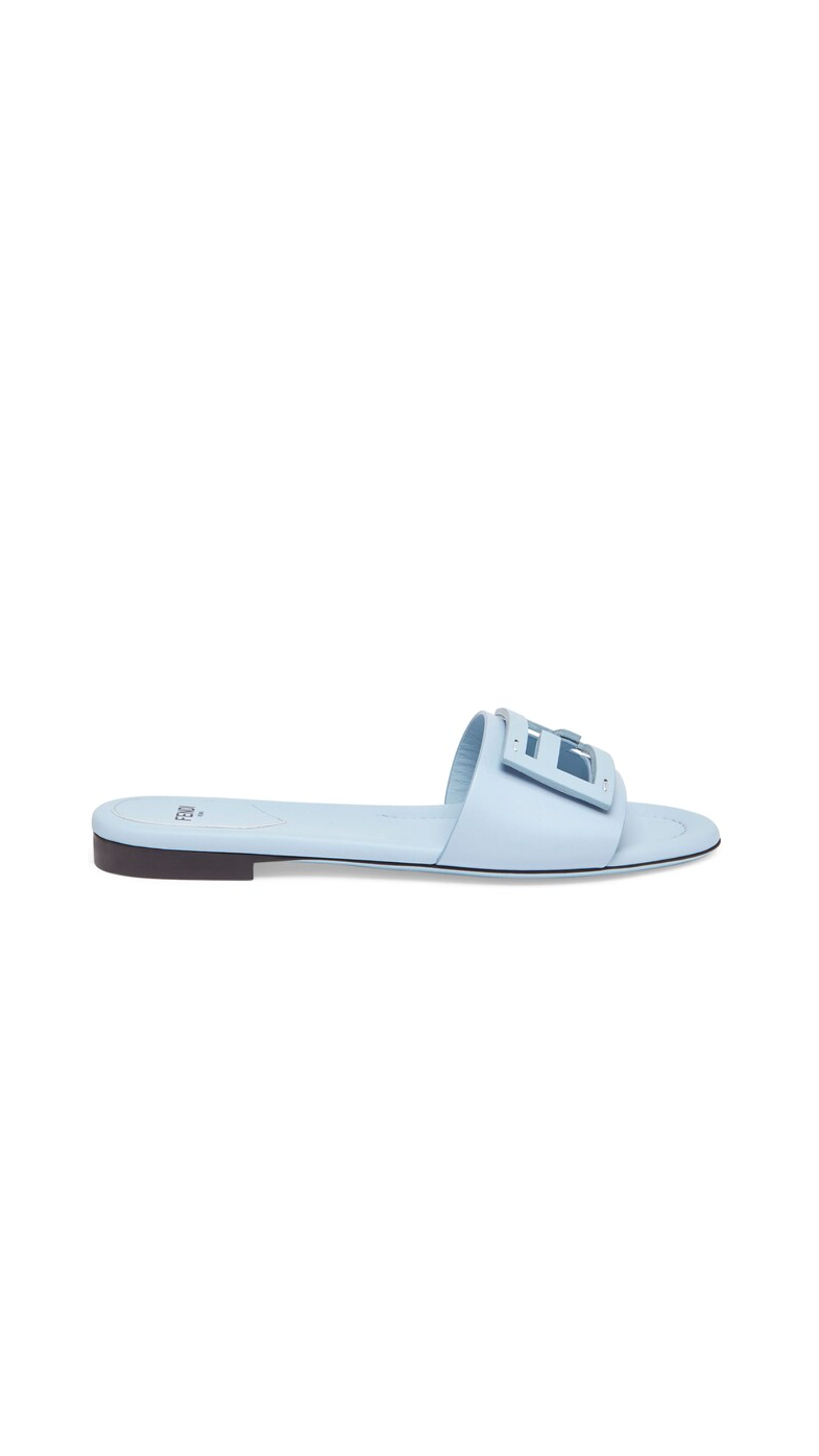 Baguette Leather Slides - Light Blue