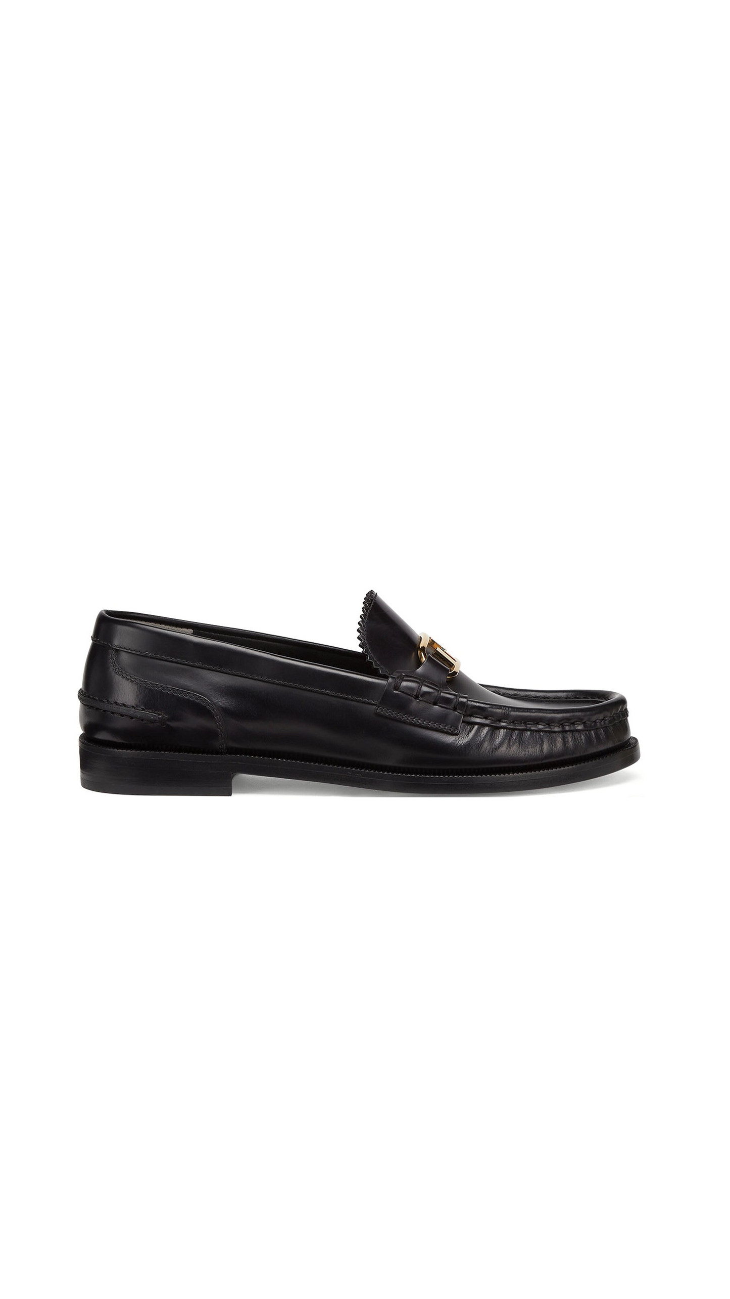 Fendi O’Lock Leather Loafers - Black