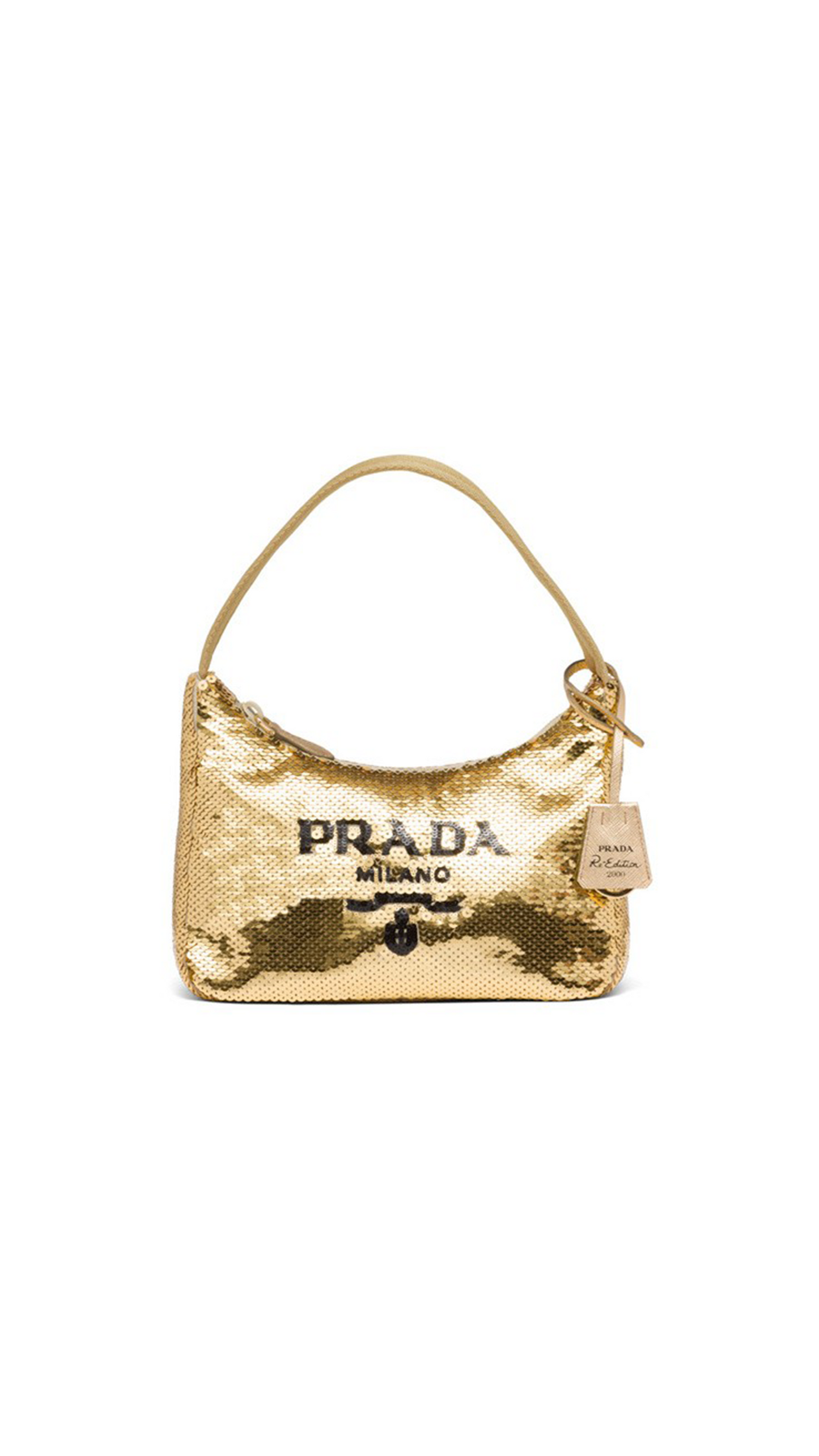 Re-Edition 2000 Sequined Re-Nylon Mini-bag - Gold
