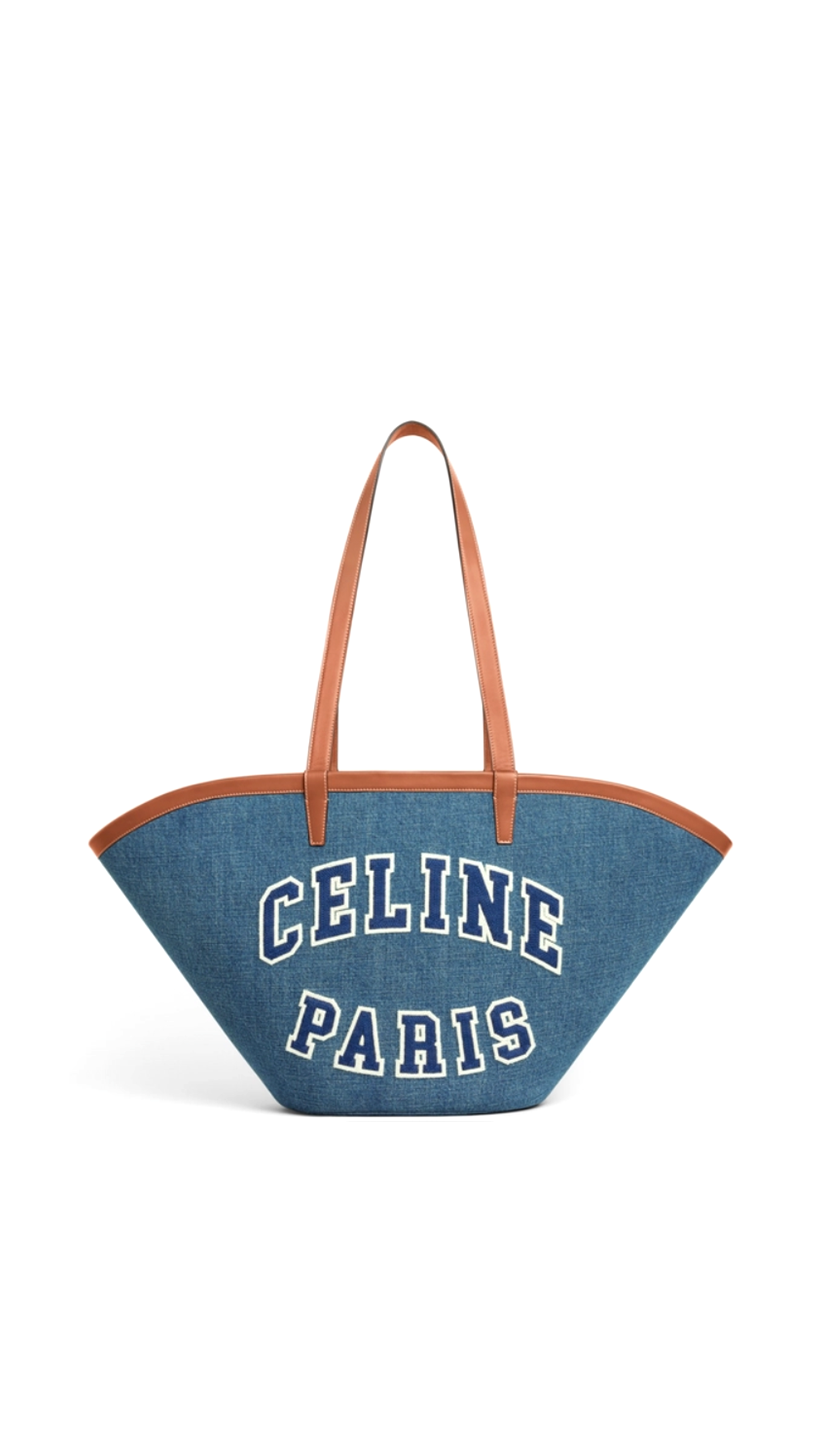 Large Couffin In Denim With Celine Paris And Calfskin - Blue / Brown
