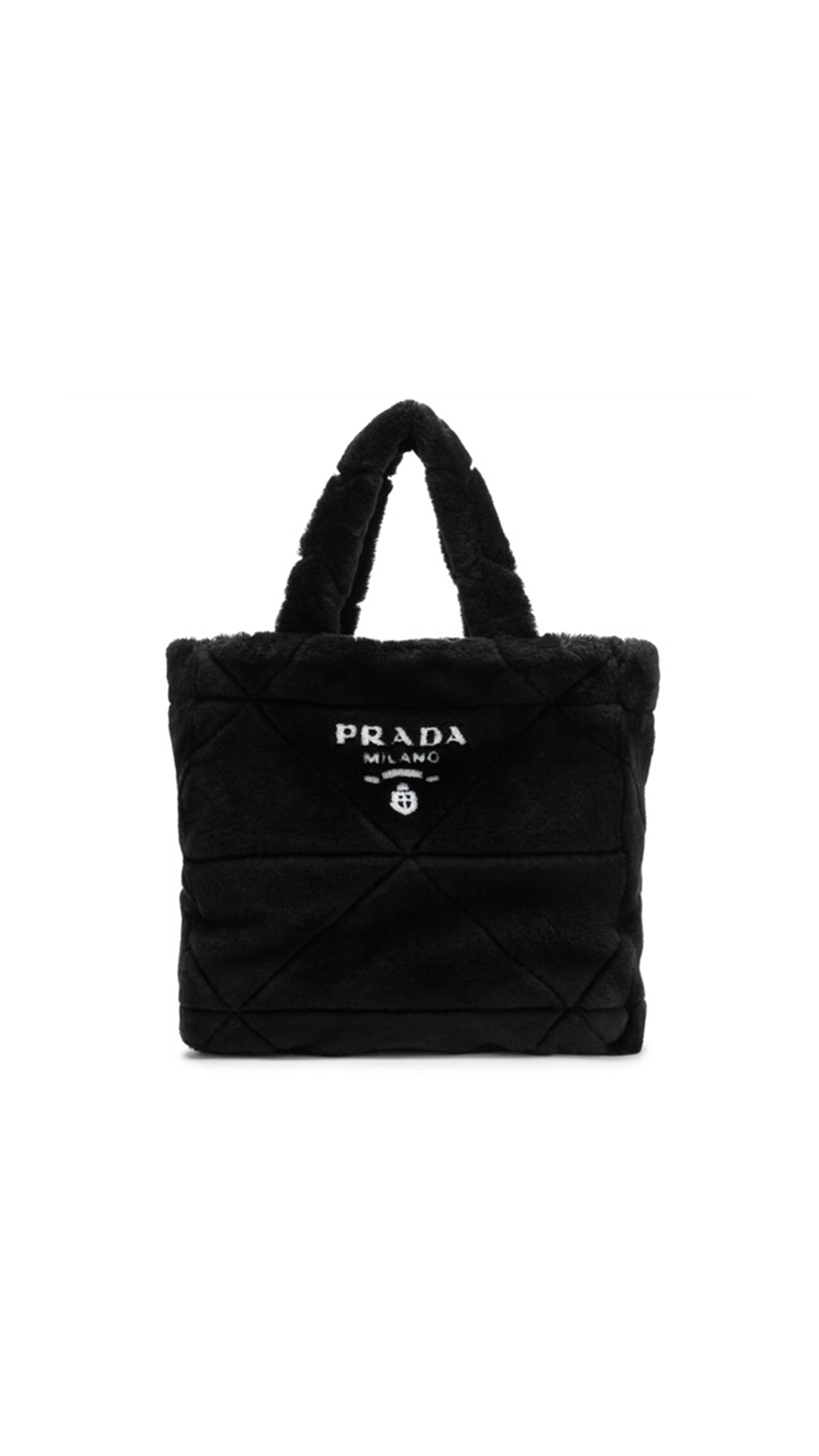 Quilted Shearling Tote Bag - Black