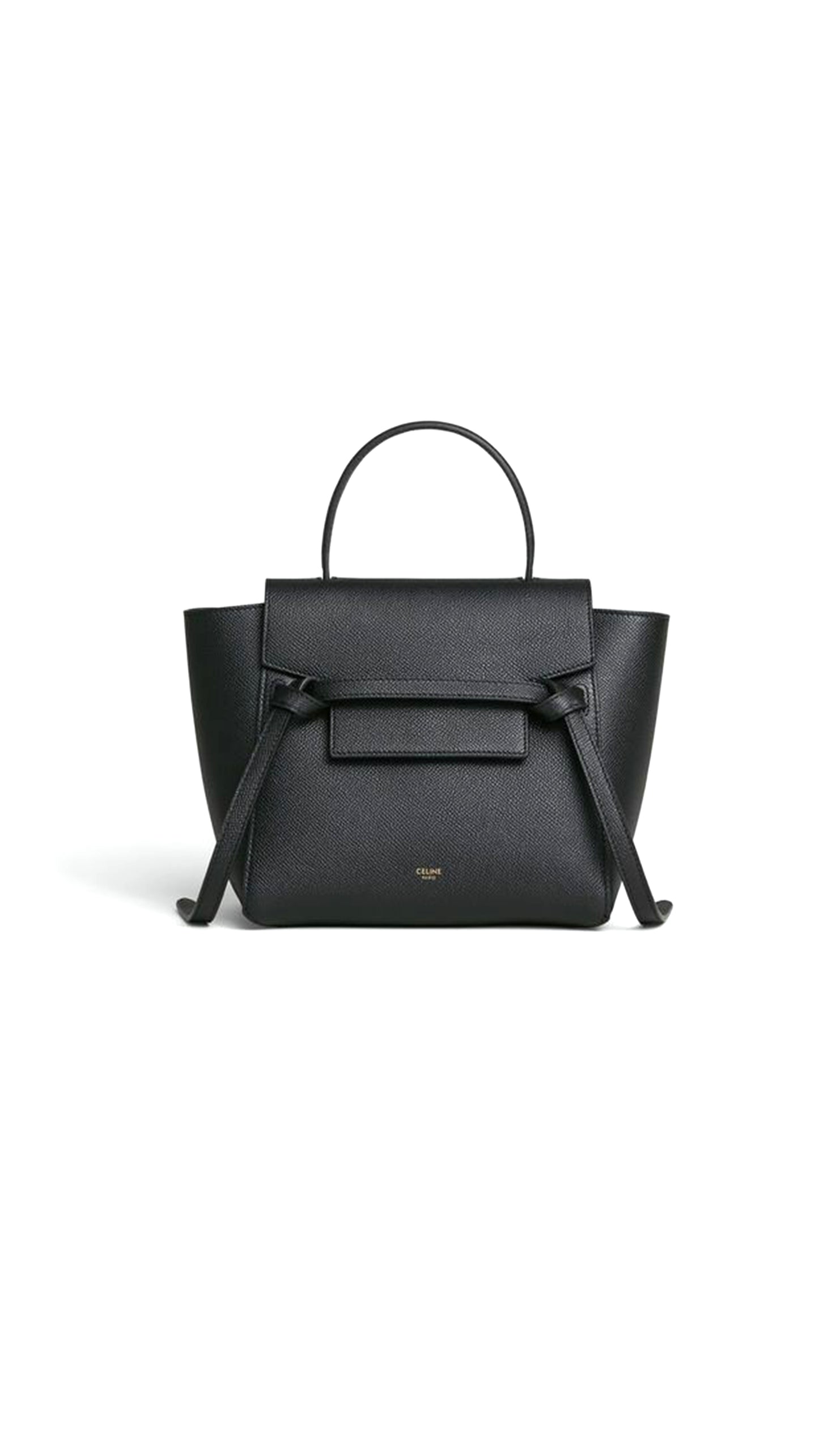Nano Belt Bag In Grained Calfskin - Black