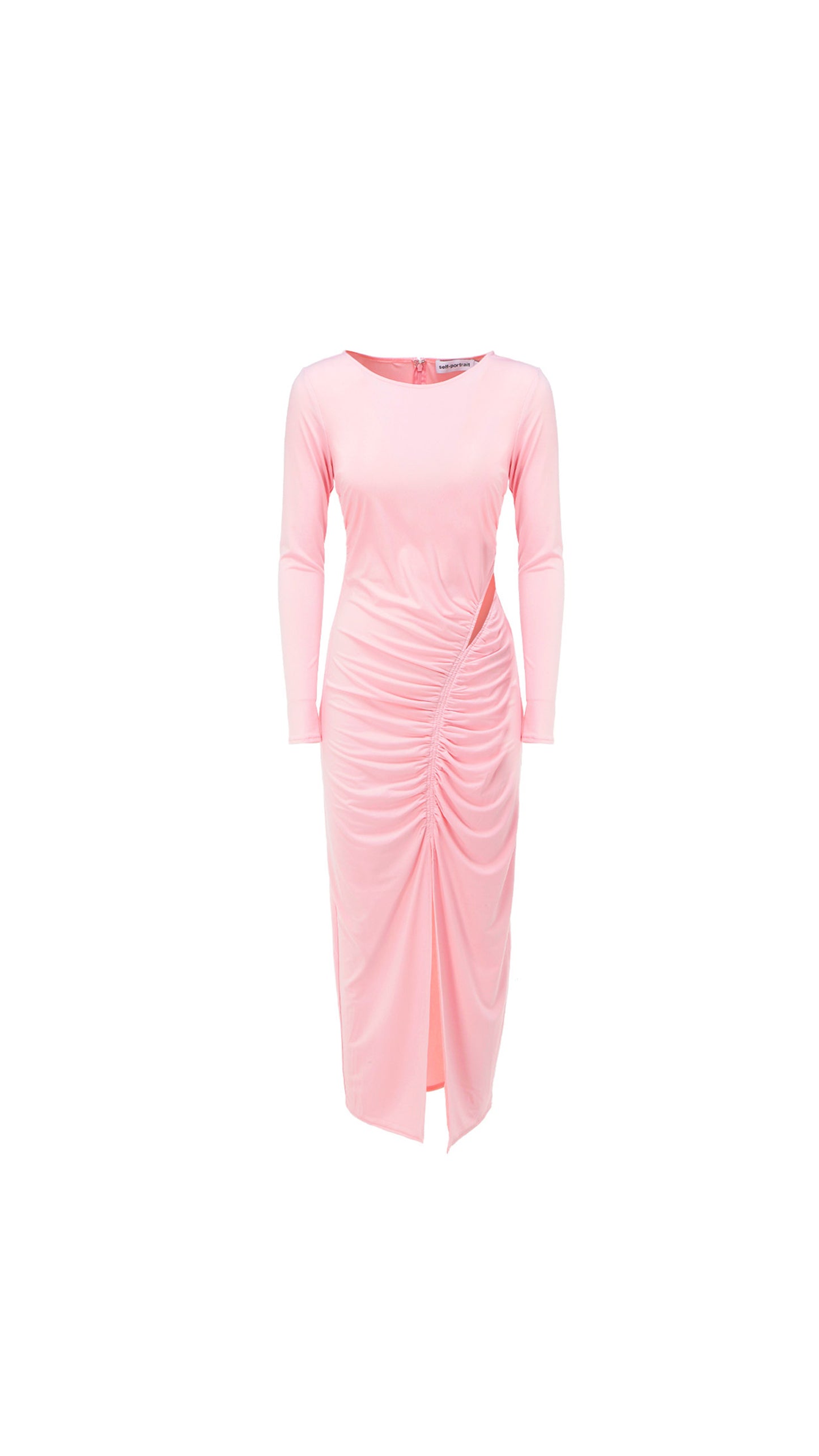 Jersey Gathered Cut Out Midi Dress - Pink
