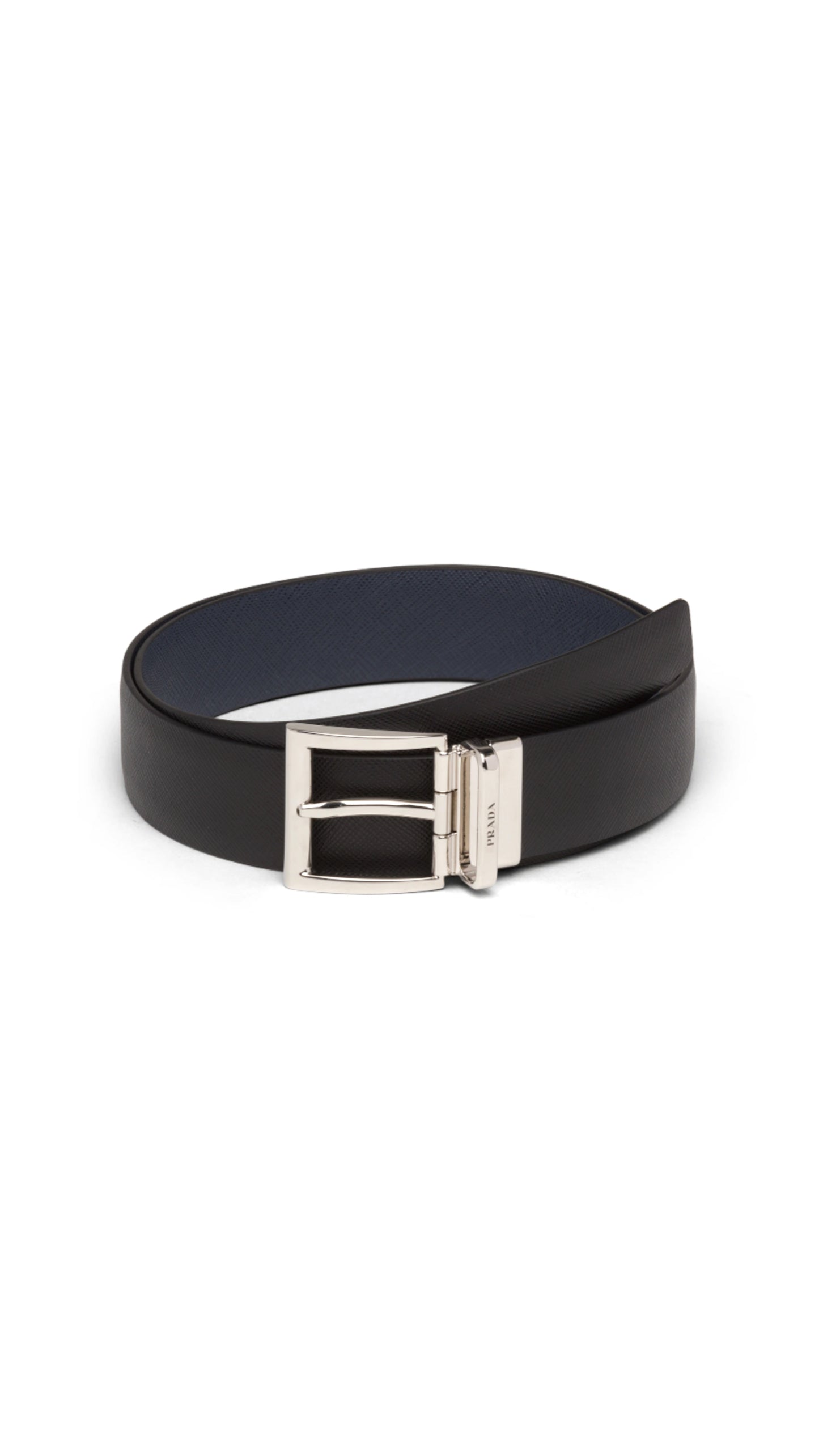 Saffiano Leather Reversible Belt - Blue / Black