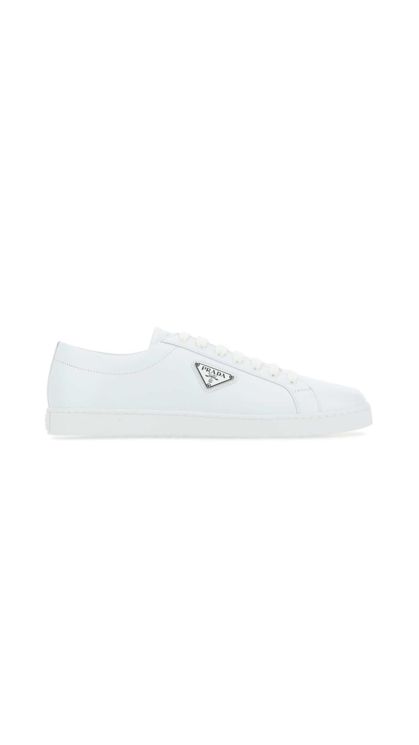 Brushed Leather Sneakers  - White