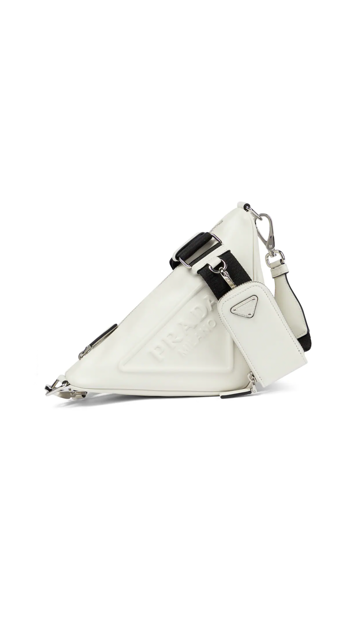 Leather Triangle Shoulder Bag - White