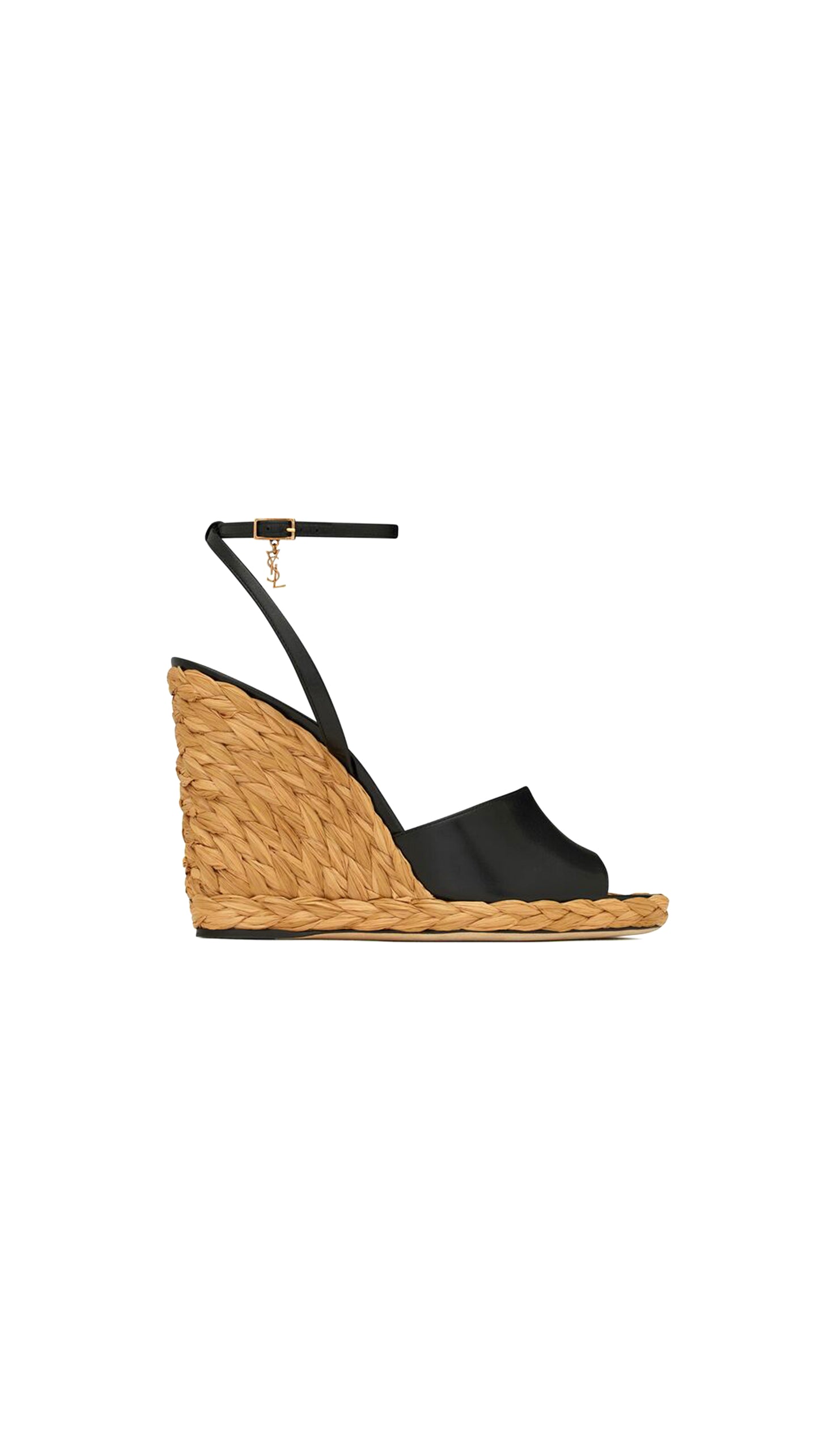 Paloma Wedge Espadrilles In Smooth Leather - Black