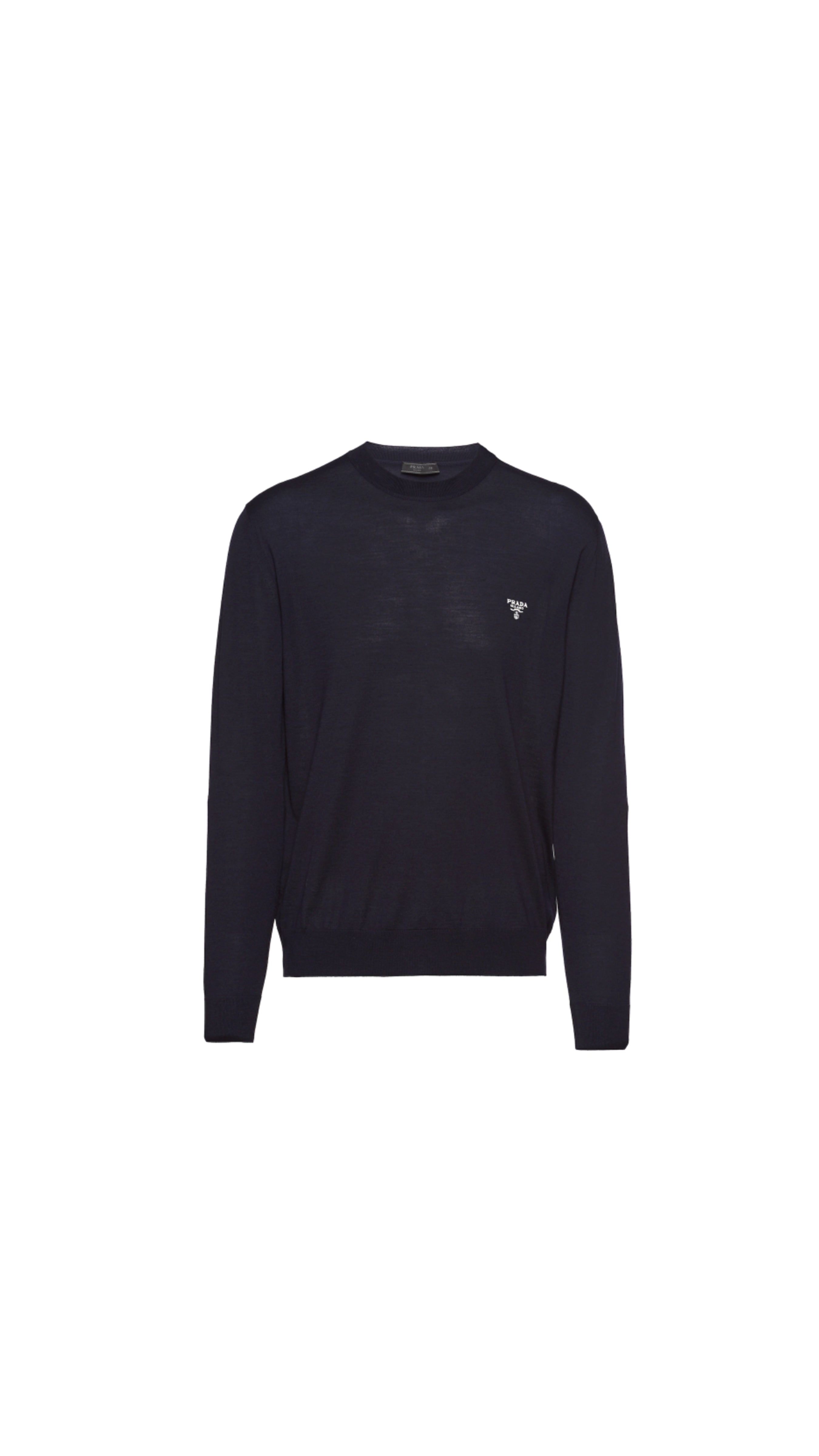 Superfine wool crew-neck sweater- Navy