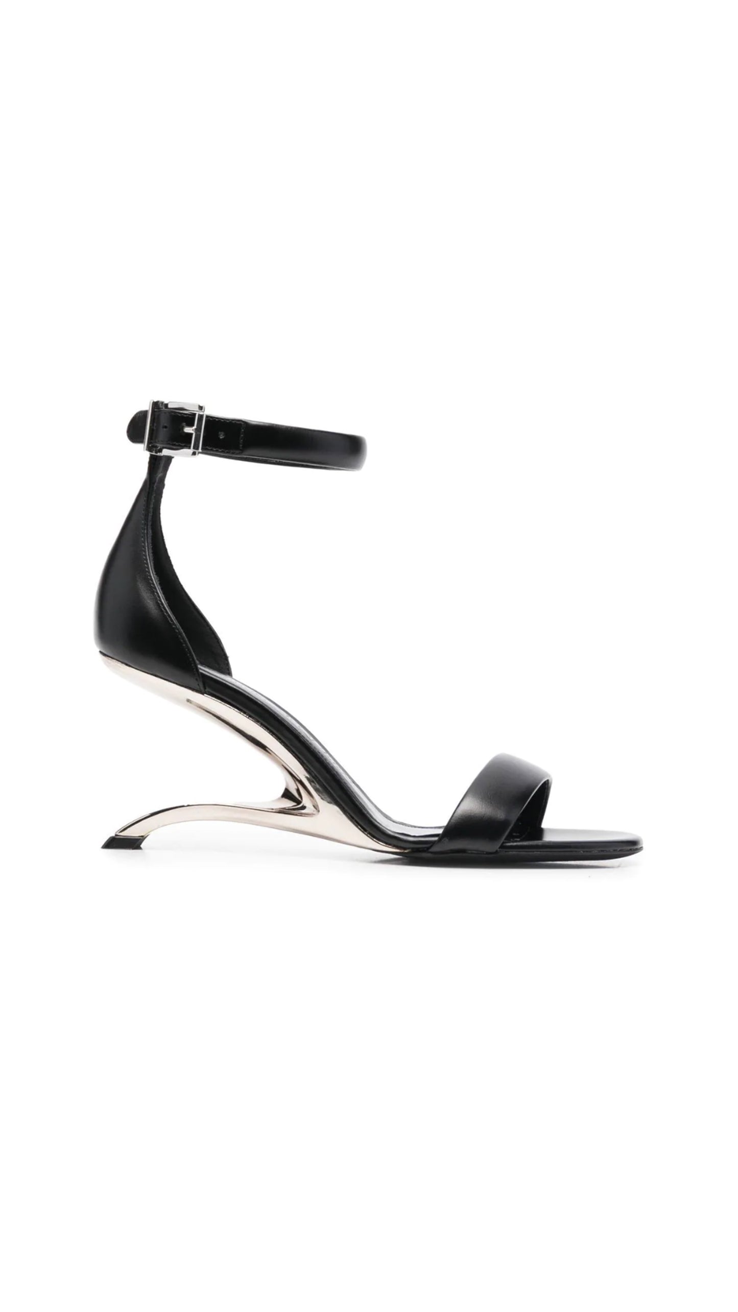 sculpted-heel leather sandals - black