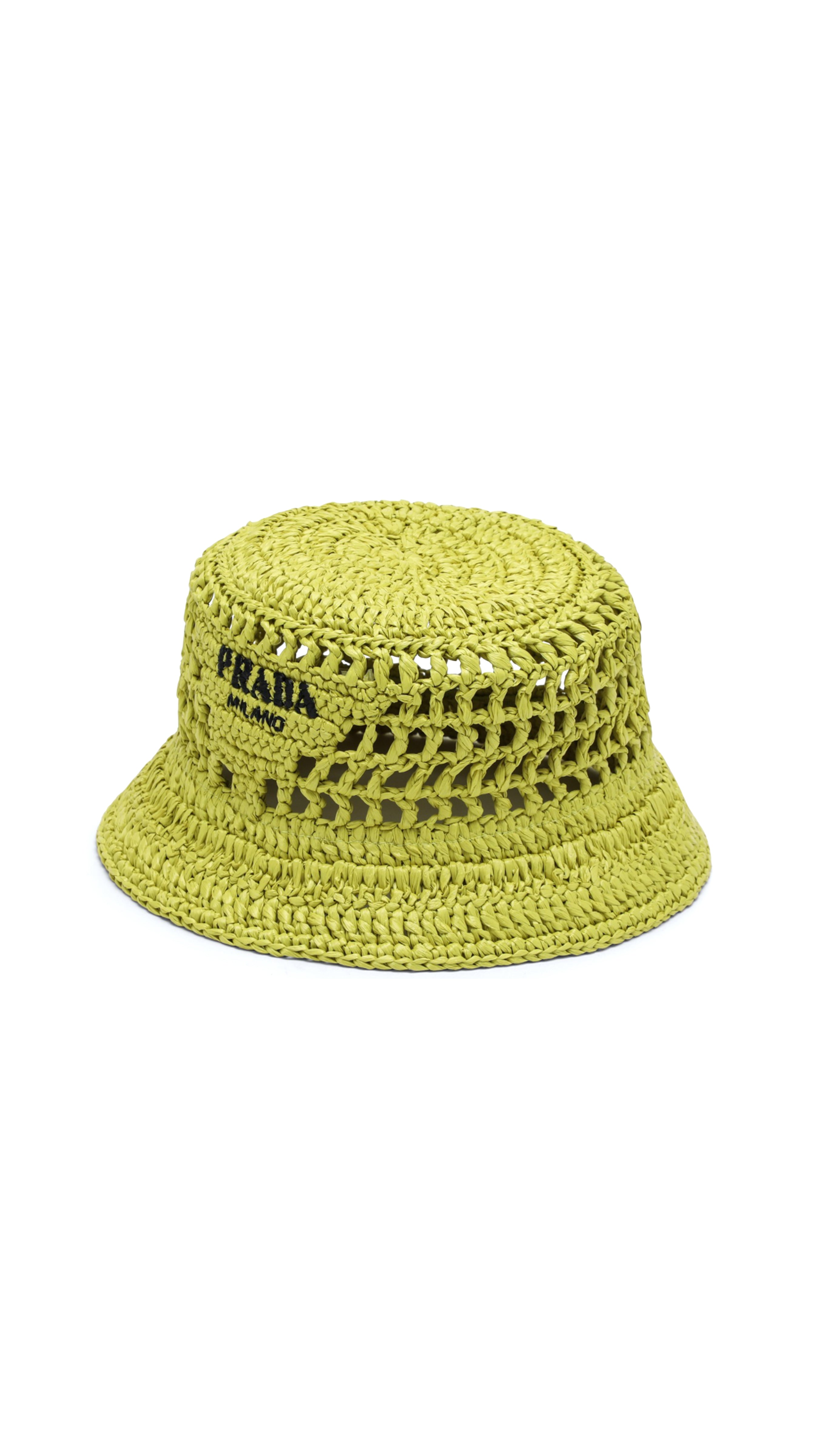 Logo Raffia Bucket Hat - Green