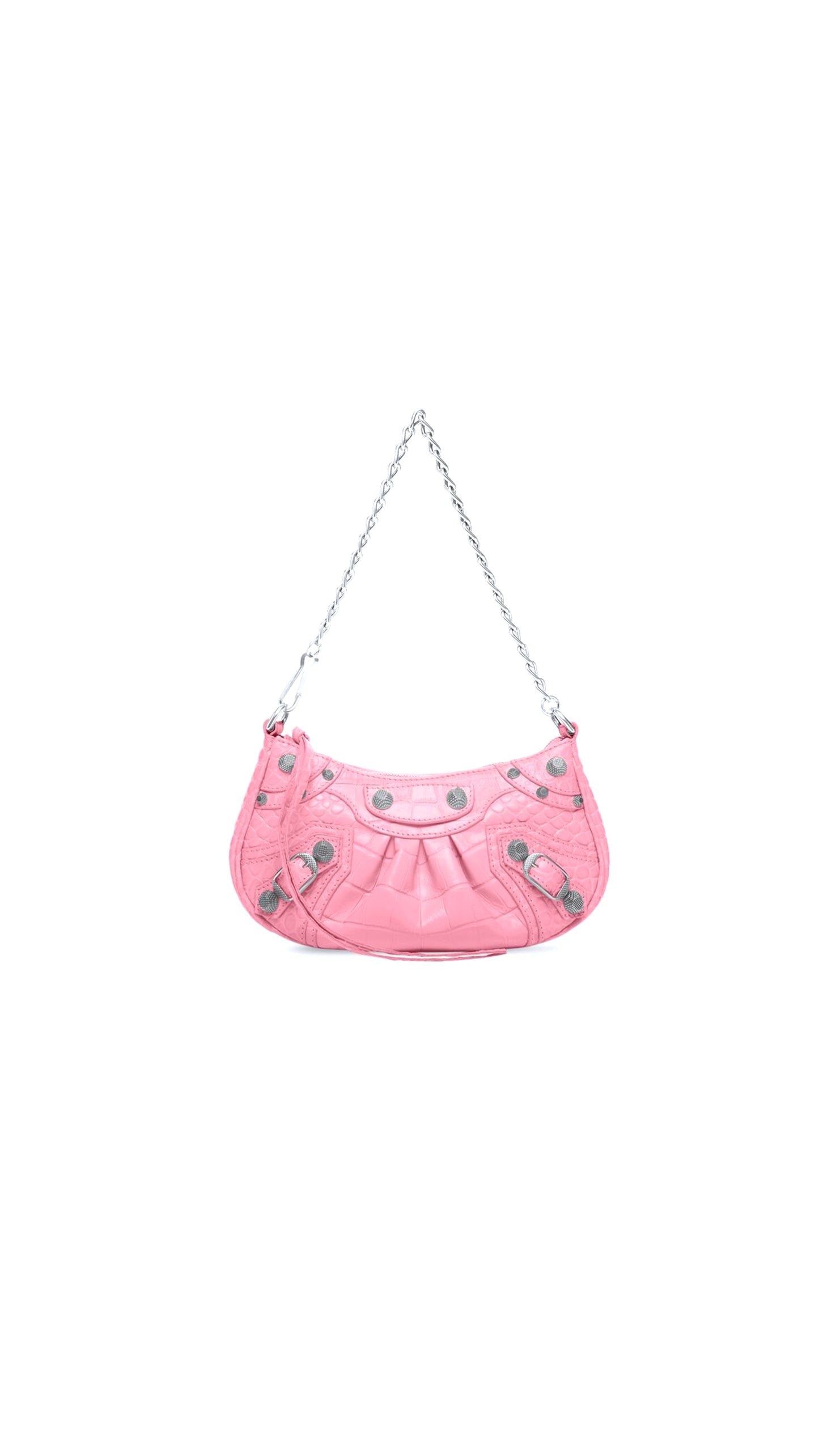 Le Cagole Mini Purse With Chain Crocodile Embossed - Pink