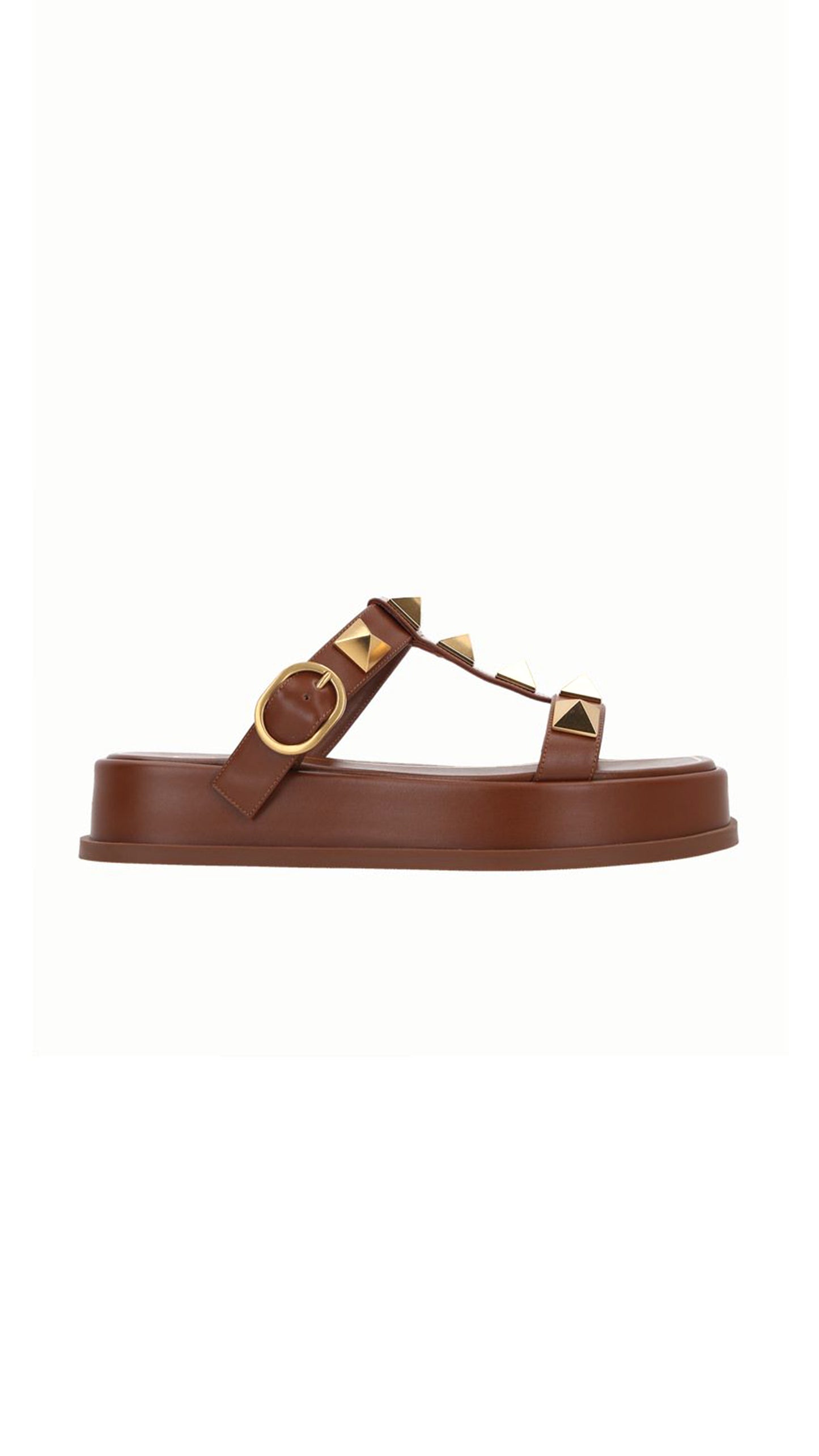 Roman Stud Flatform Sandals - Brown