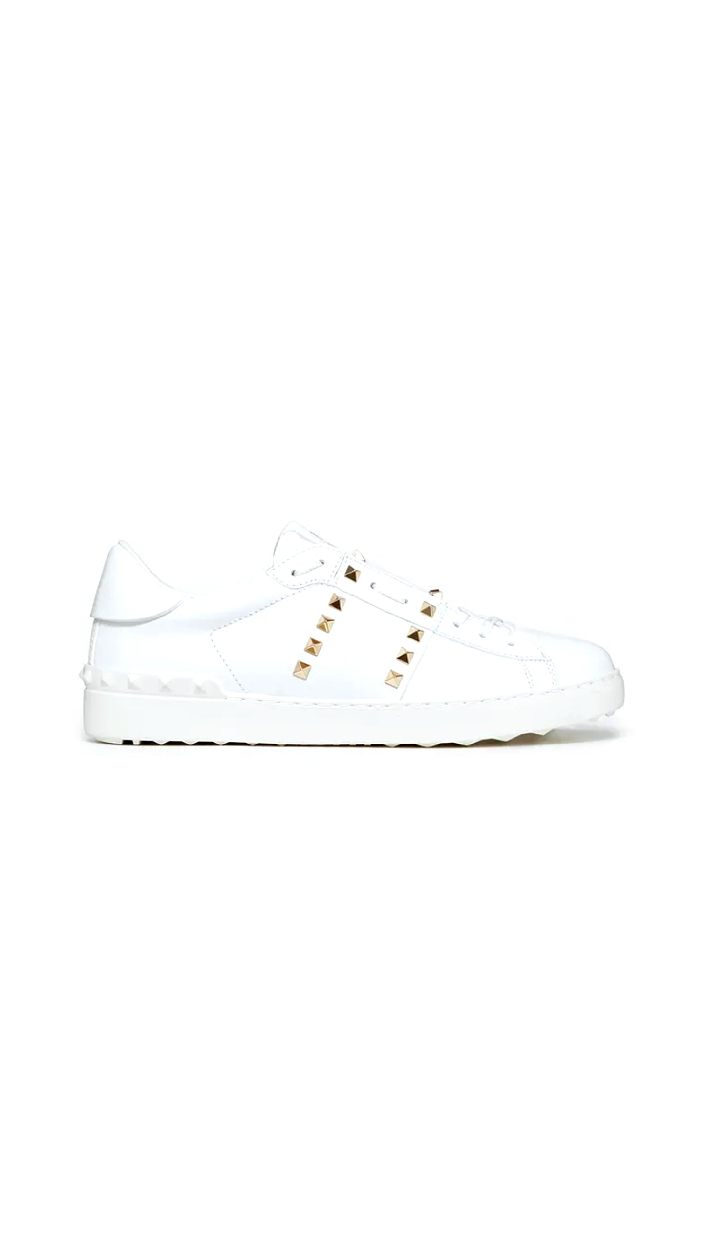 Calfskin Rockstud Untitled Sneaker - White