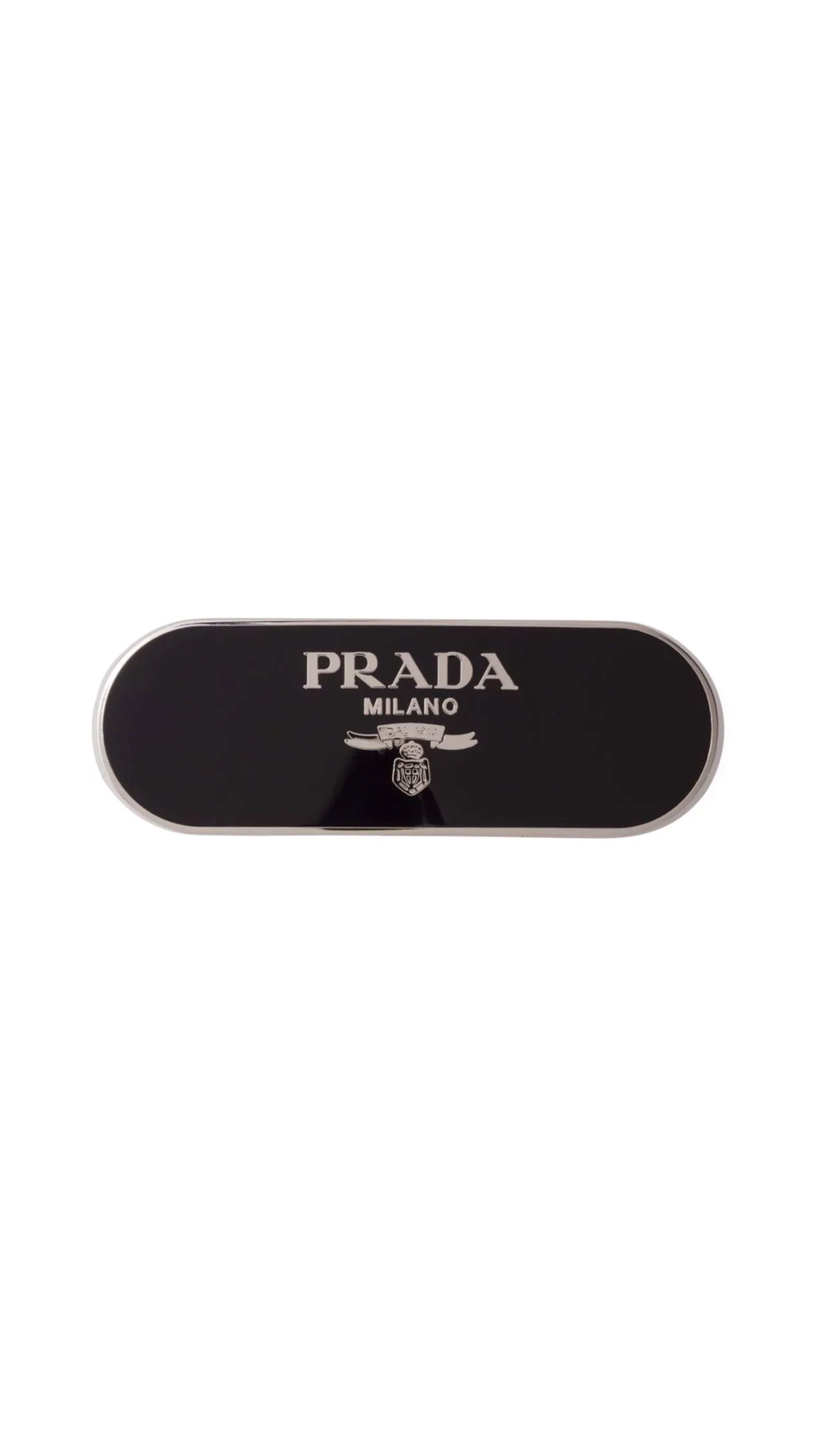 Logo-Plaque Hair Clip - Black