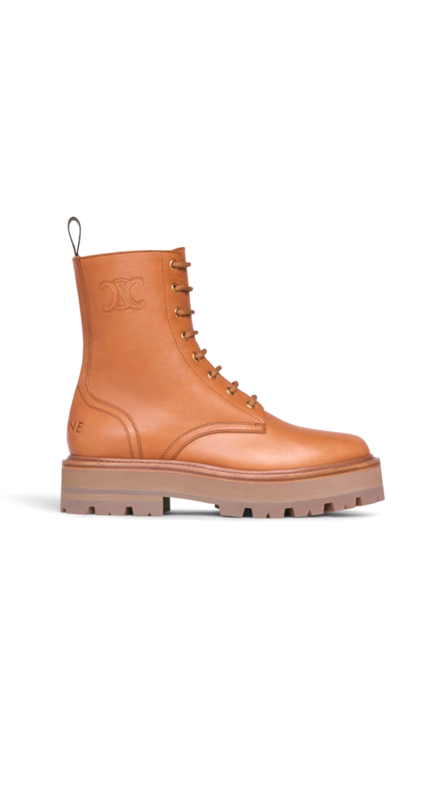 Bulky Laced Up Boot In Calfskin - Tan