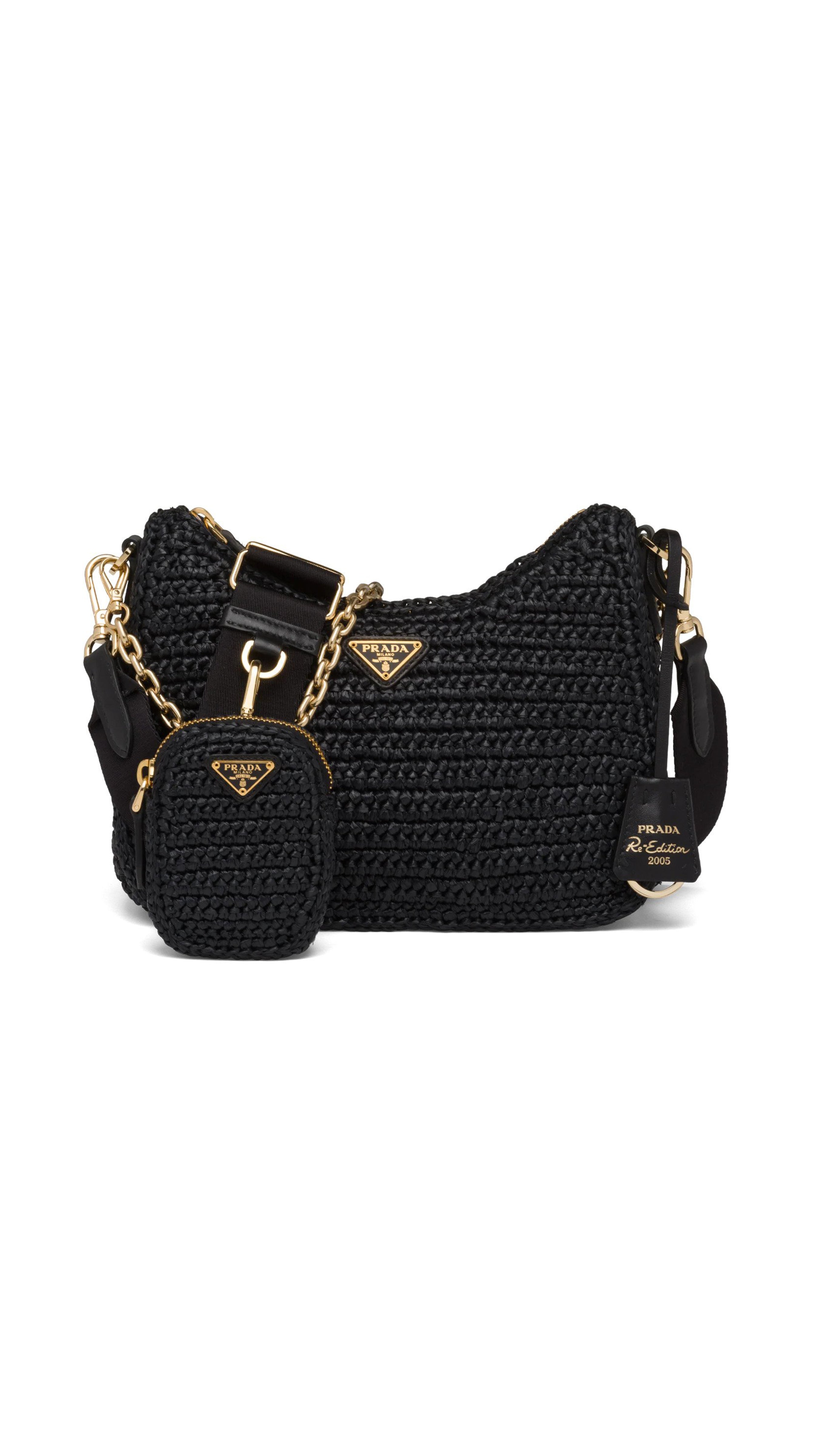 Re-Edition 2005 Raffia Bag - Black