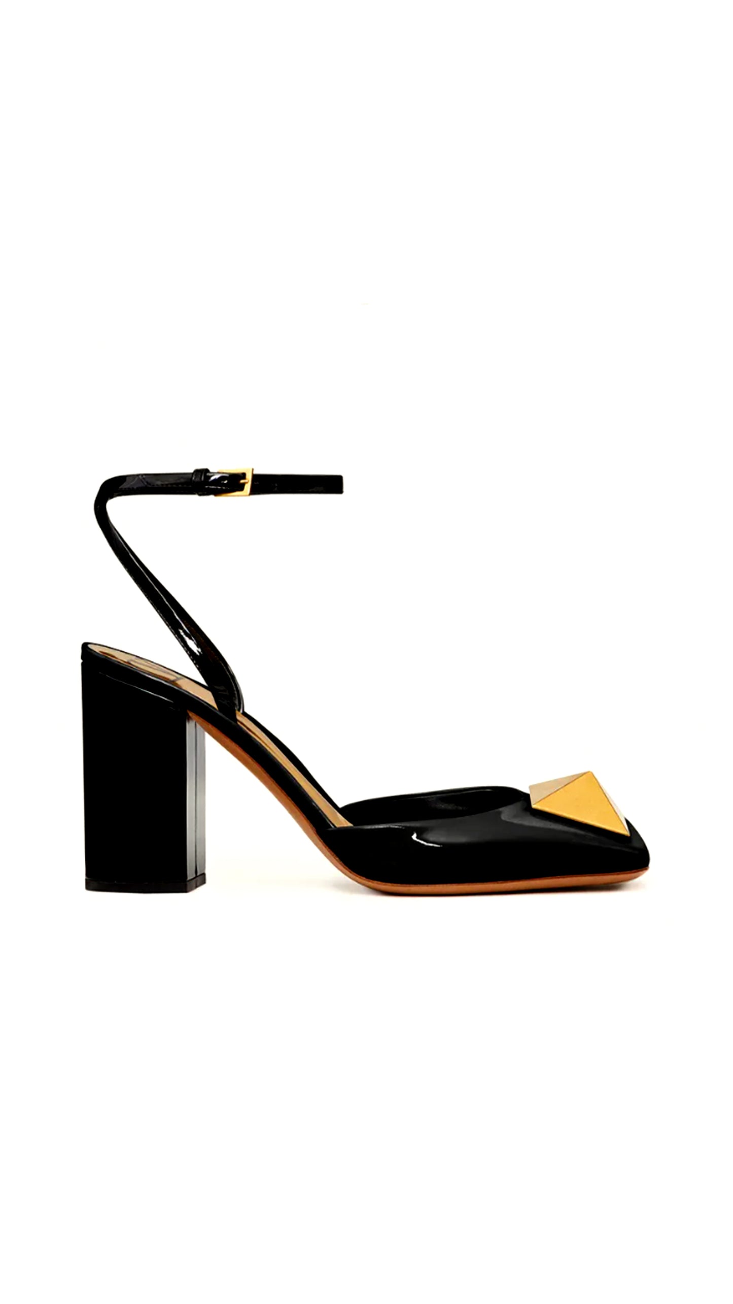 One Stud Pump in Patent Leather 90mm - Black