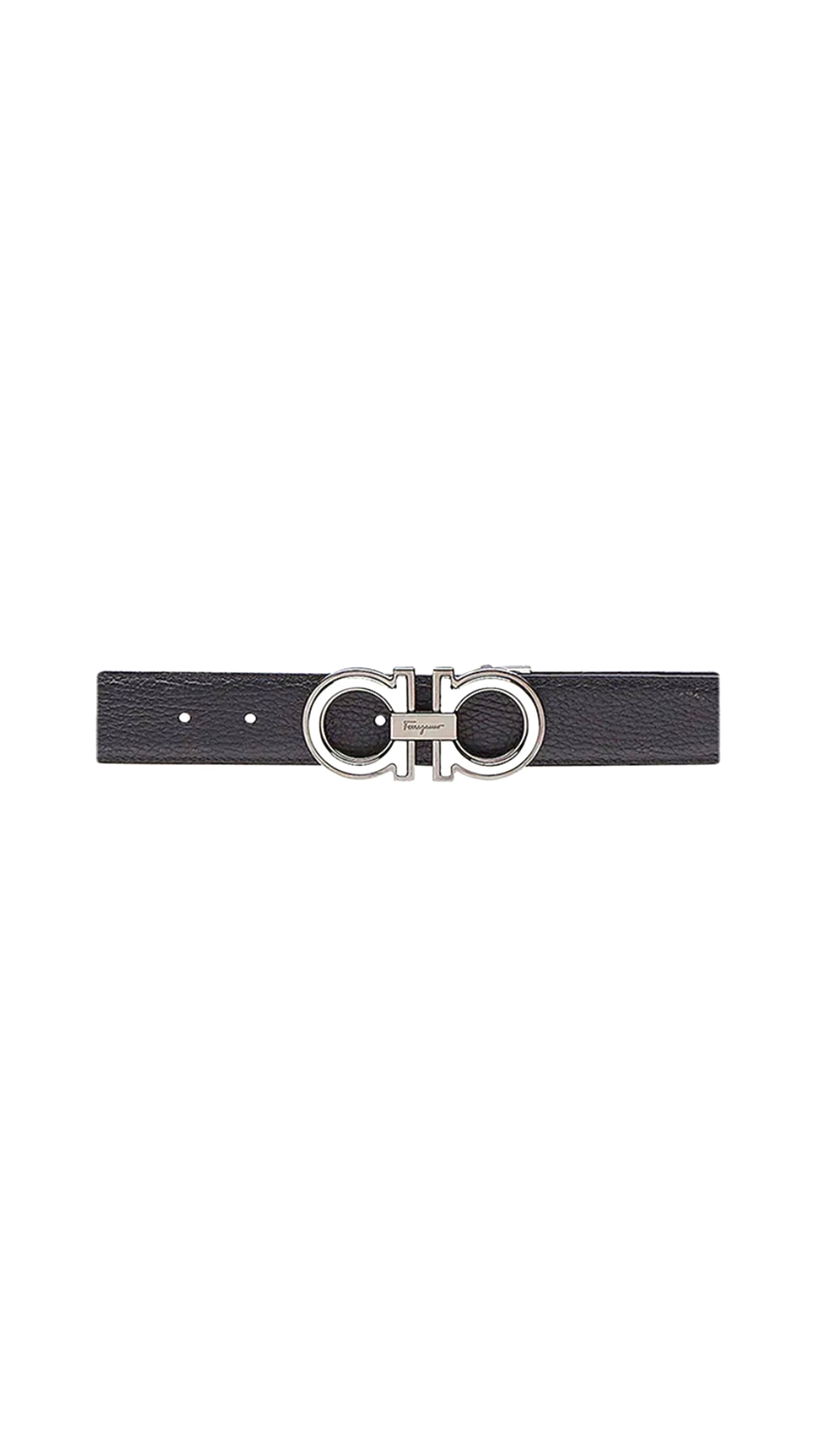 Reversible And Adjustable Gancini Belt - Black / Brown