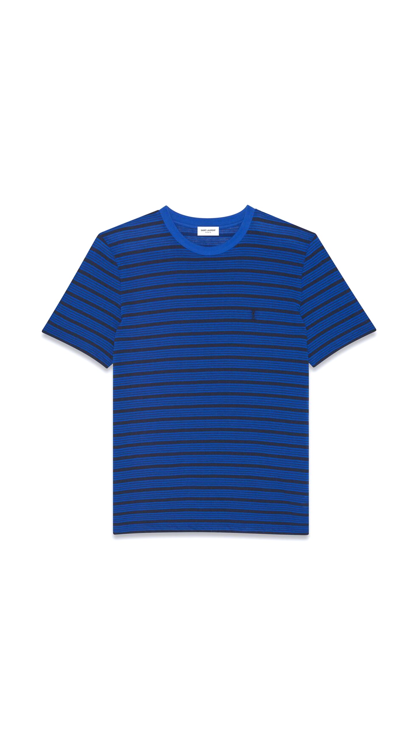 Monogram Classic T-Shirt In Striped Jersey - Black / Watergreen