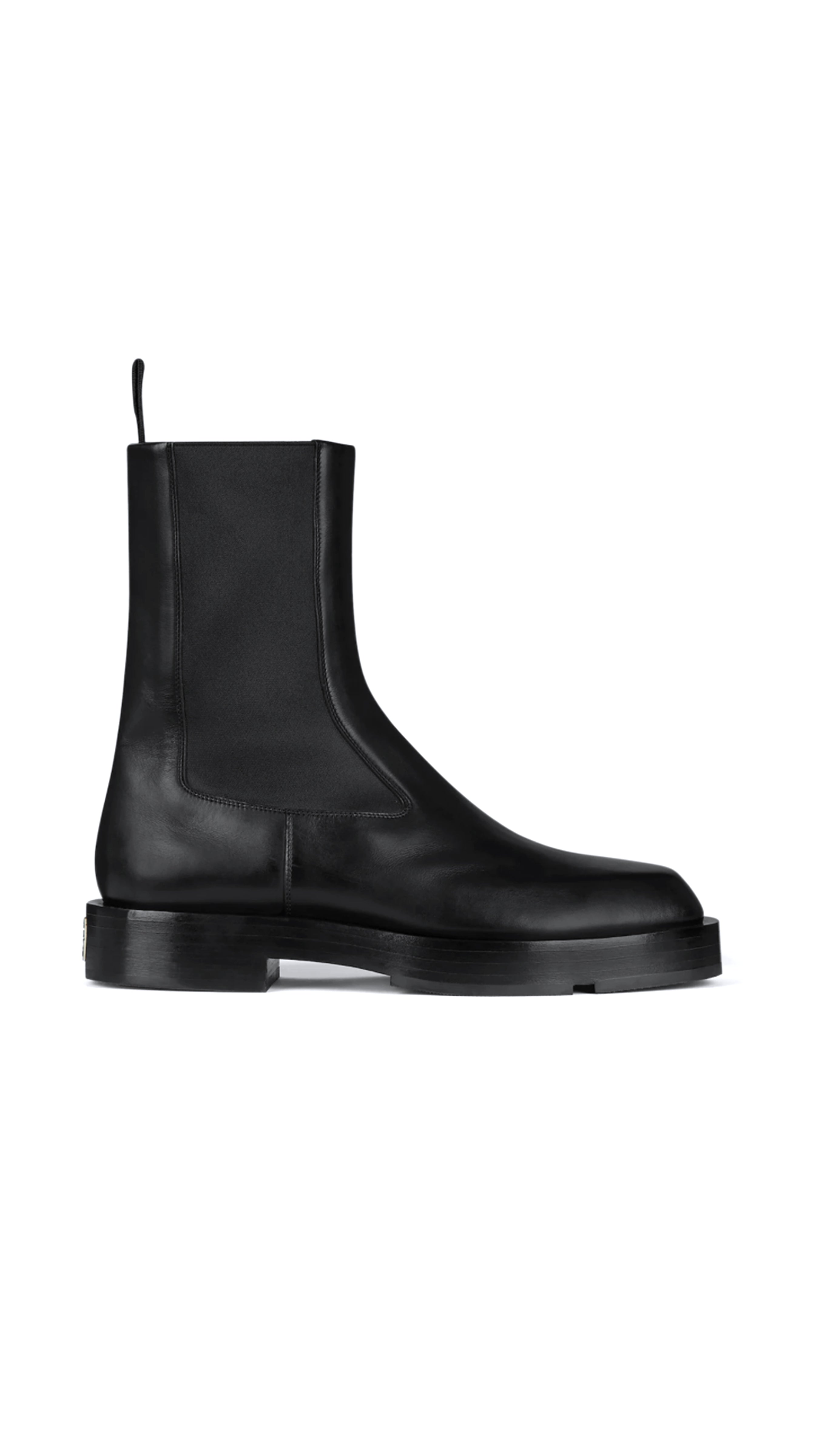 Squared Chelsea Boots In Box Leather - Black